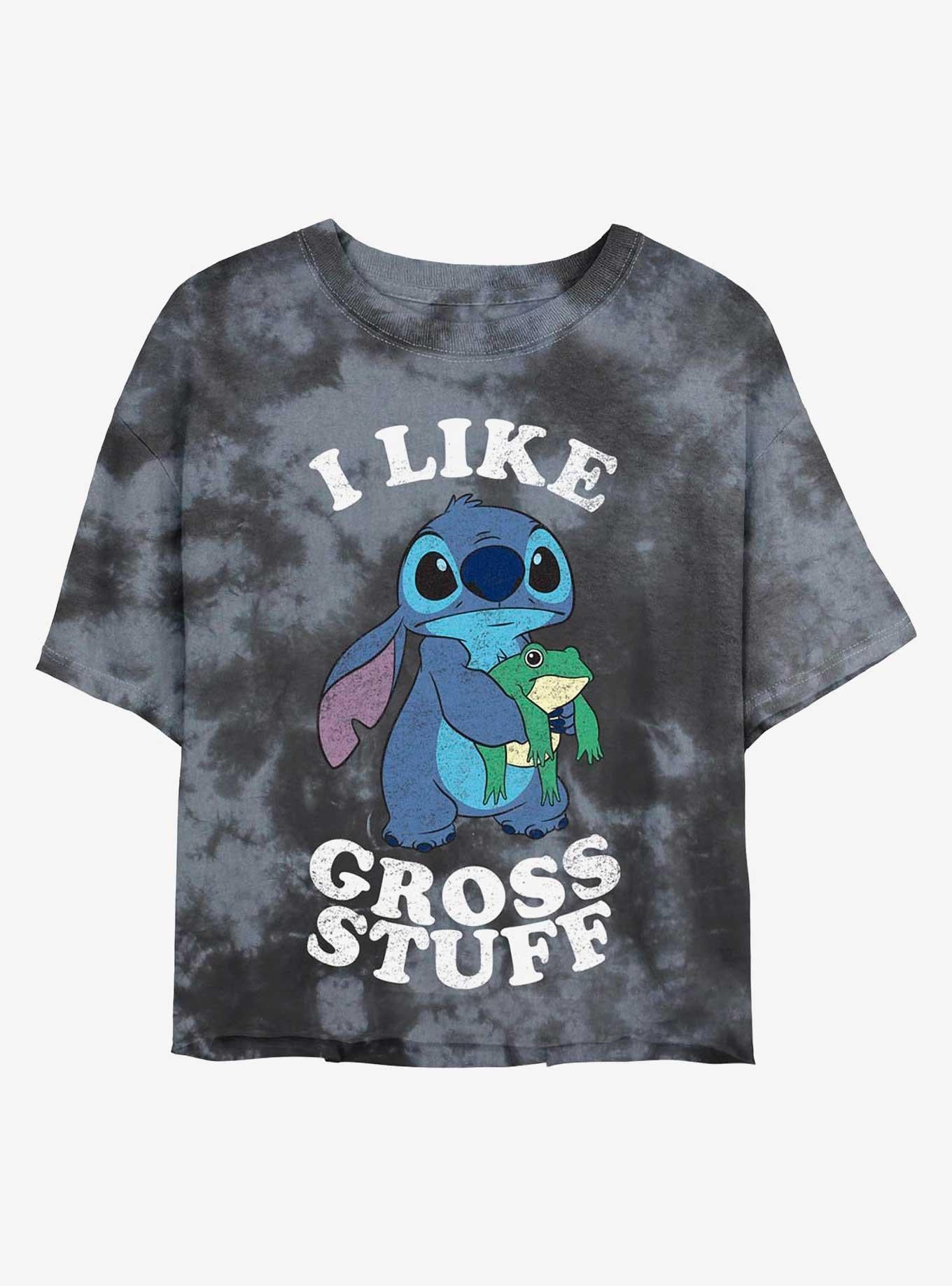 Disney Lilo & Stitch I Like Gross Stuff Tie-Dye Girls Crop T-Shirt | Trending Graphic Tee For Fans