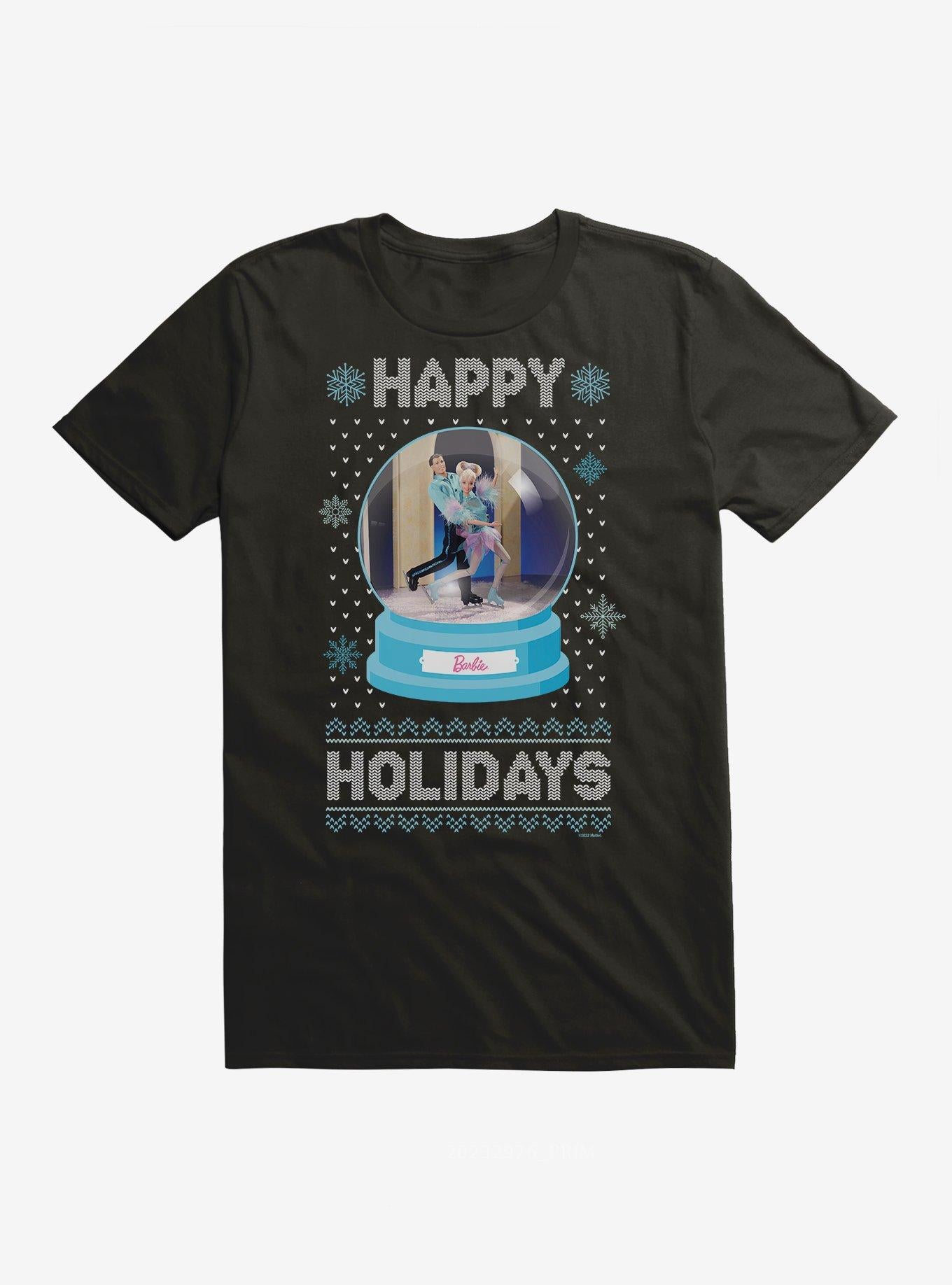 Barbie Snowglobe Holidays Ugly Christmas Pattern T-Shirt | Trending Graphic Tee For Fans
