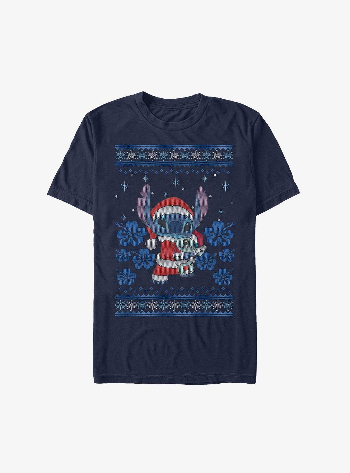 Disney Lilo & Stitch Santa Stitch and Scrump Ugly Christmas Extra Soft T-Shirt | Trending Graphic Tee For Fans