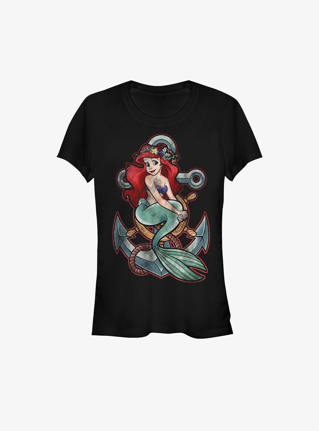 Disney The Little Mermaid Ariel Anchor Girls T-Shirt | Trending Graphic Tee For Fans