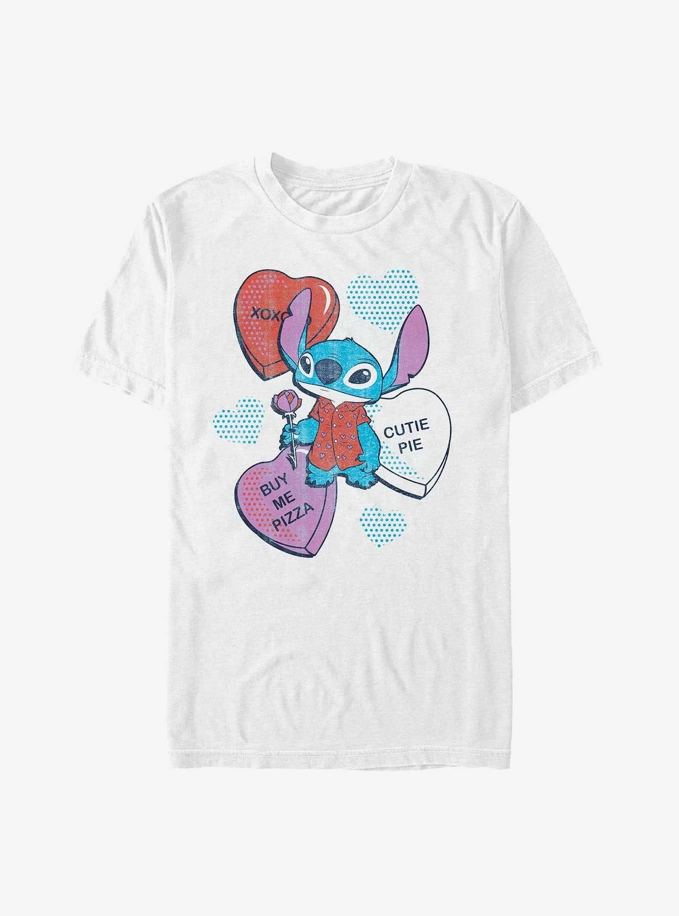 Disney Lilo & Stitch Candy Hearts Valentine Stitch Extra Soft T-Shirt | Trending Graphic Tee For Fans