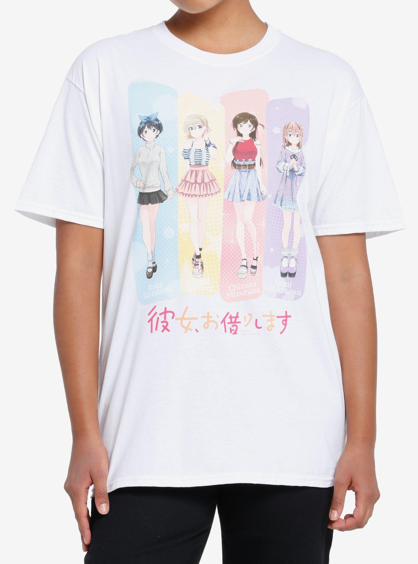 Rent-A-Girlfriend Pastel Panel Boyfriend Fit Girls T-Shirt | Trending Graphic Tee For Fans