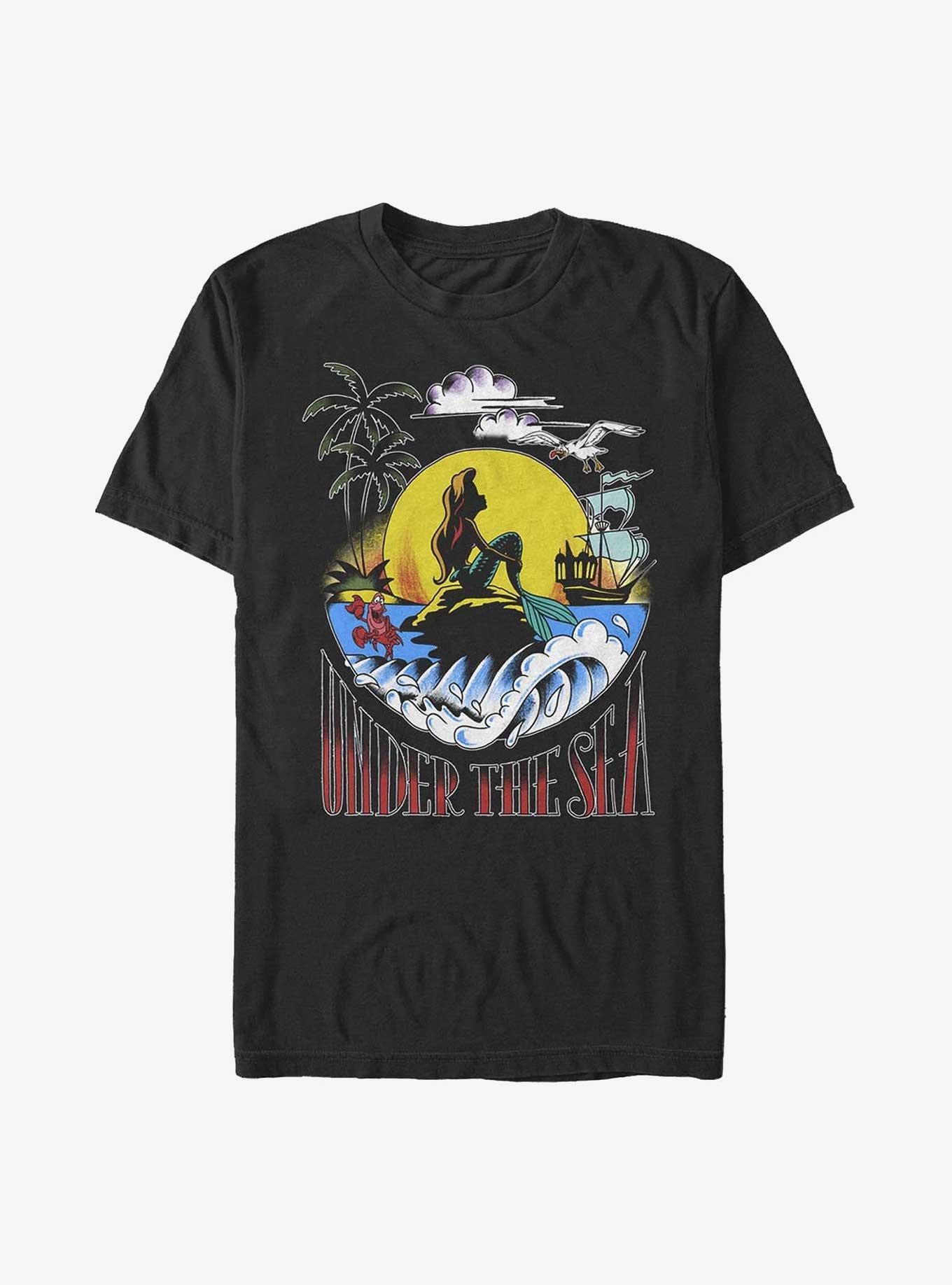 Disney The Little Mermaid Under The Sea Sunset Poster T-Shirt | Trending Graphic Tee For Fans