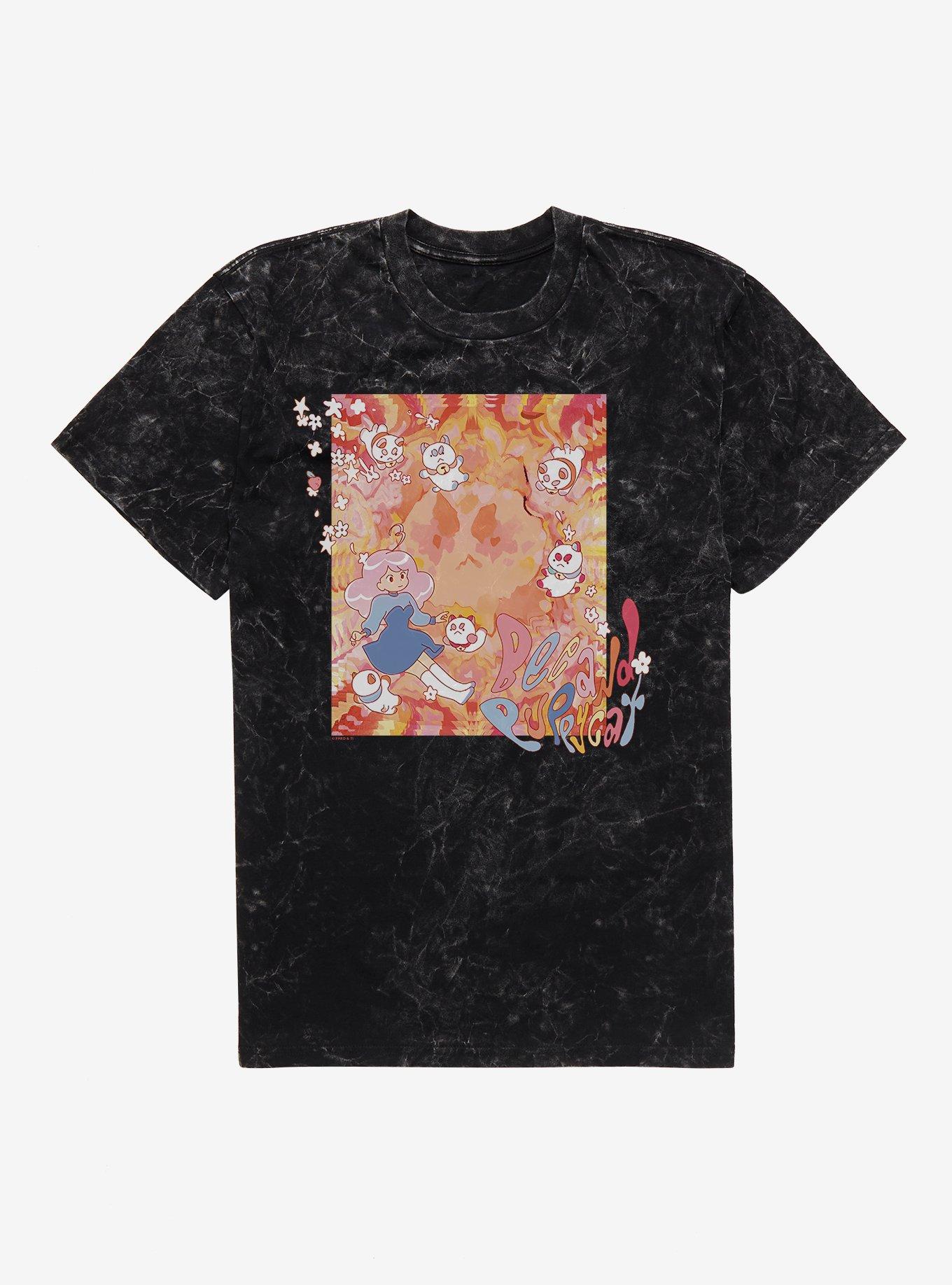 Bee And Puppycat Watercolor Art Flowers Mineral Wash T-Shirt | Trending Graphic Tee For Fans