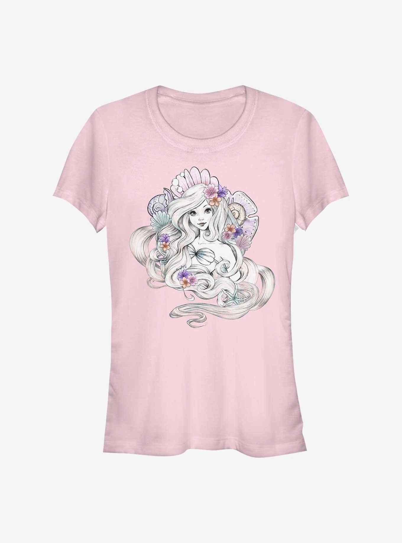 Disney The Little Mermaid Pastel Mermaid Shells Girls T-Shirt | Trending Graphic Tee For Fans