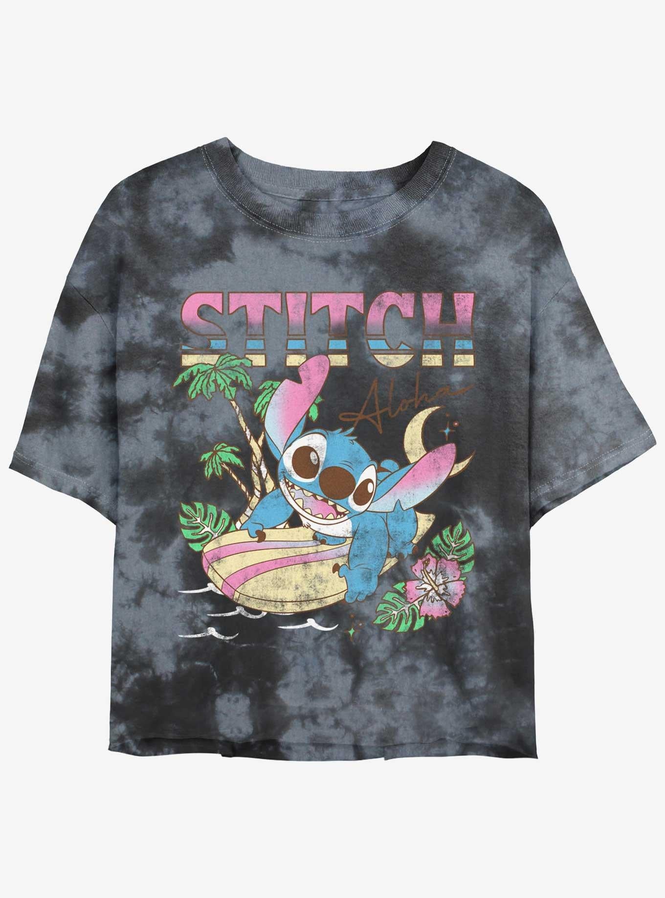 Disney Lilo & Stitch Aloha Stitch Tie-Dye Girls Crop T-Shirt | Trending Graphic Tee For Fans