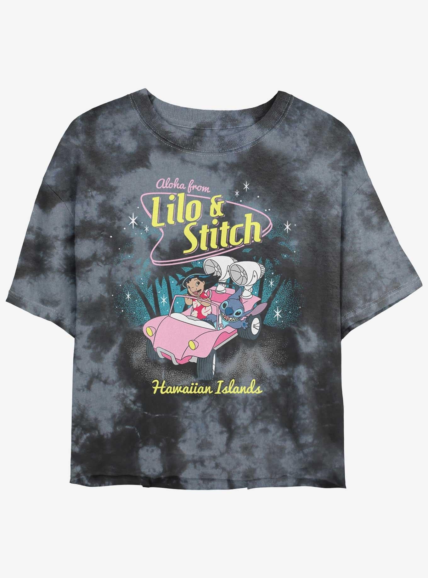 Disney Lilo & Stitch 50's Stitch Tie-Dye Girls Crop T-Shirt | Trending Graphic Tee For Fans