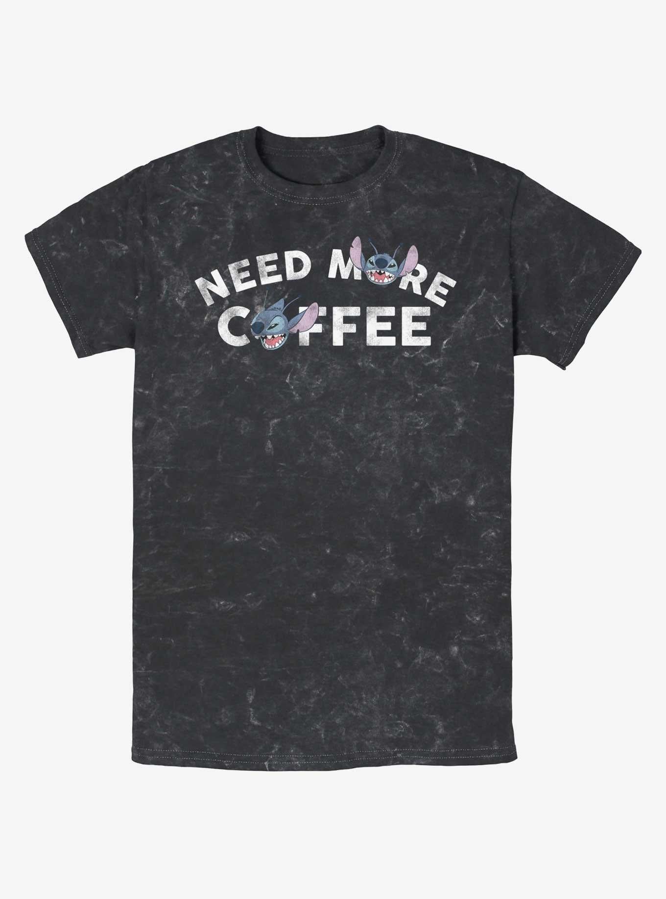 Disney Lilo & Stitch Need More Coffee Mineral Wash T-Shirt | Trending Graphic Tee For Fans