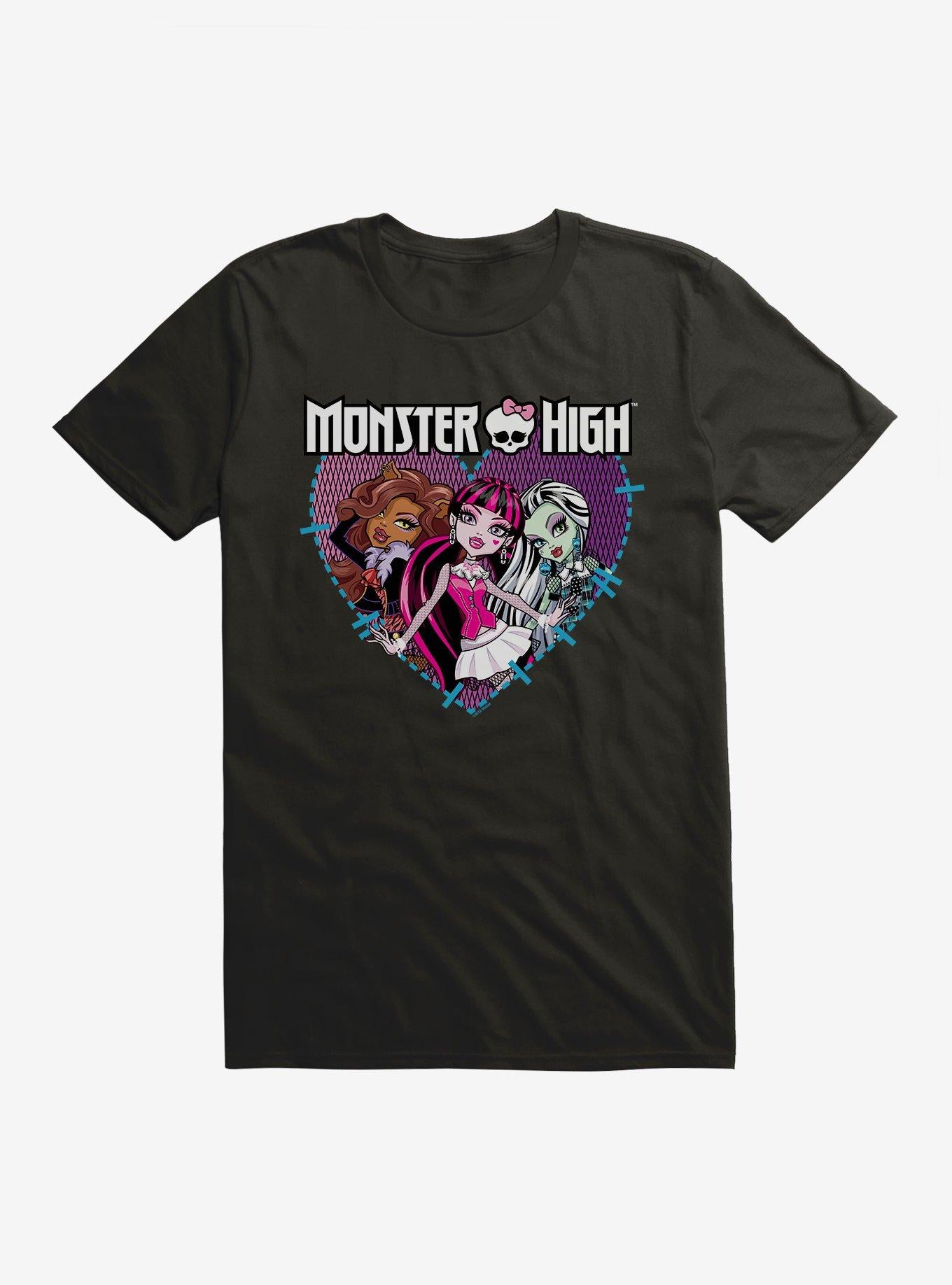 Monster High Stitched Heart Group Pose T-Shirt | Trending Graphic Tee For Fans