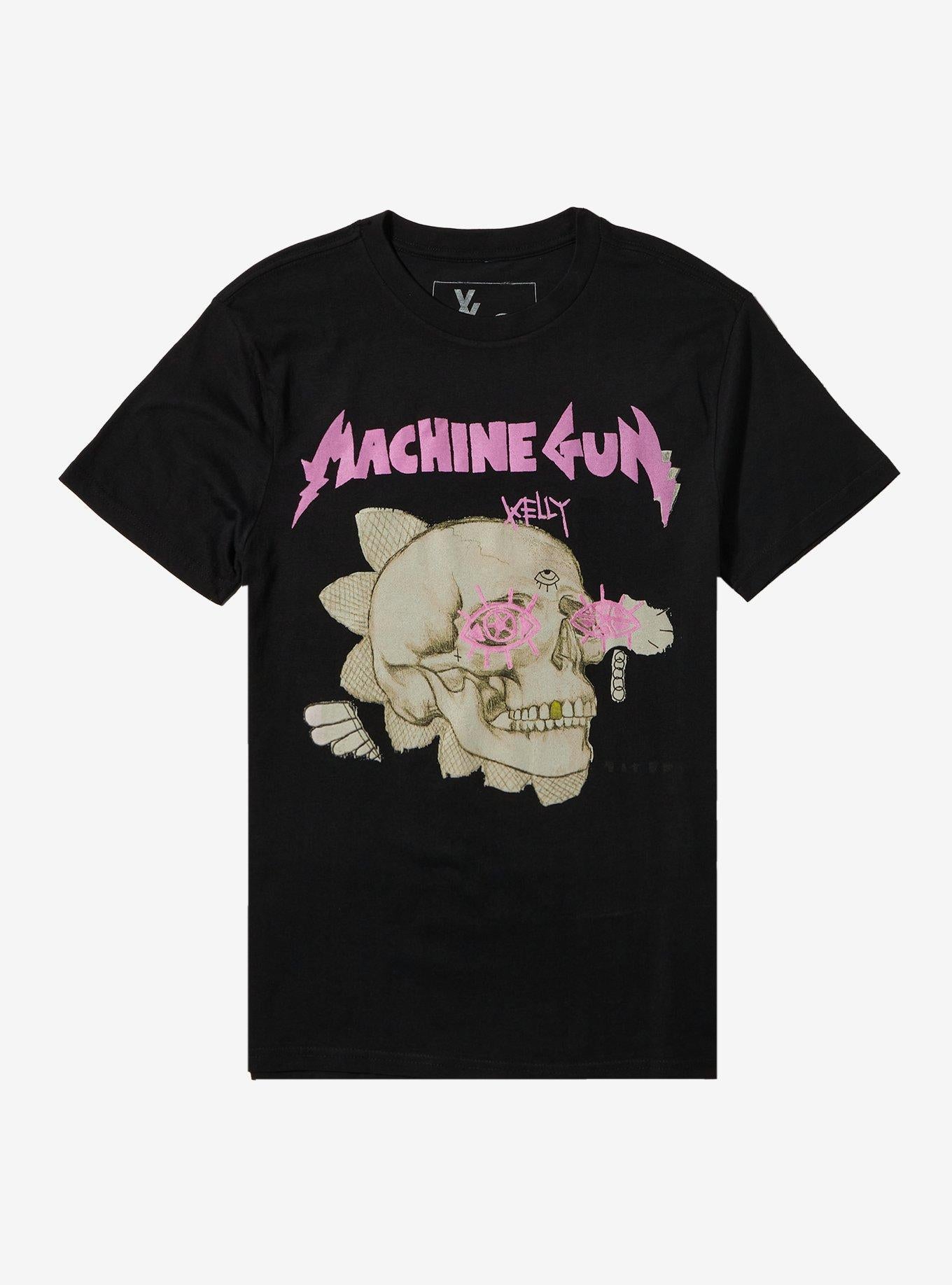 Machine Gun Kelly Pink Skull Boyfriend Fit Girls T-Shirt | Trending Graphic Tee For Fans