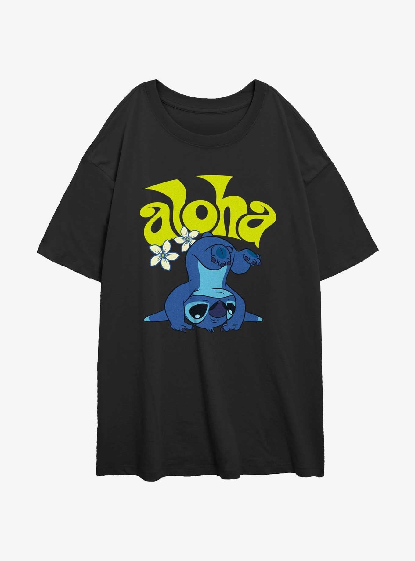 Disney Lilo & Stitch Aloha Stitch Girls Oversized T-Shirt | Trending Graphic Tee For Fans