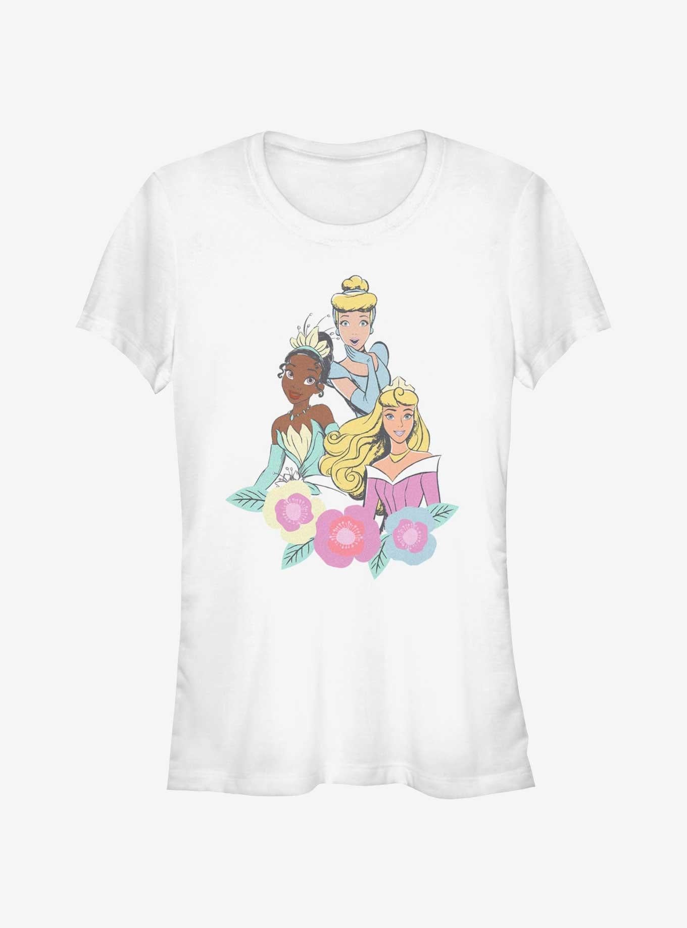 Disney Sleeping Beauty Tiana and Cinderella Group Pic Girls T-Shirt | Trending Graphic Tee For Fans