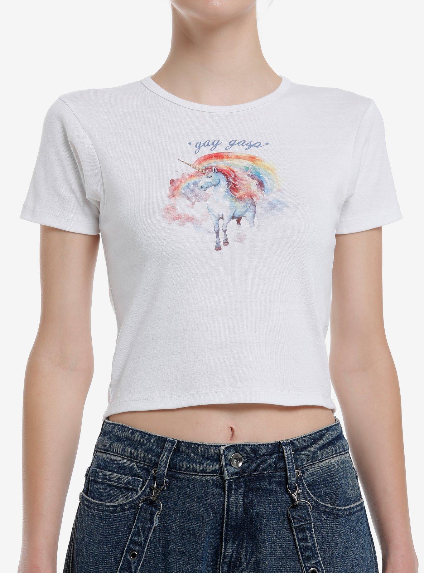 Gay Gasp Unicorn Crop T-Shirt | Trending Graphic Tee For Fans