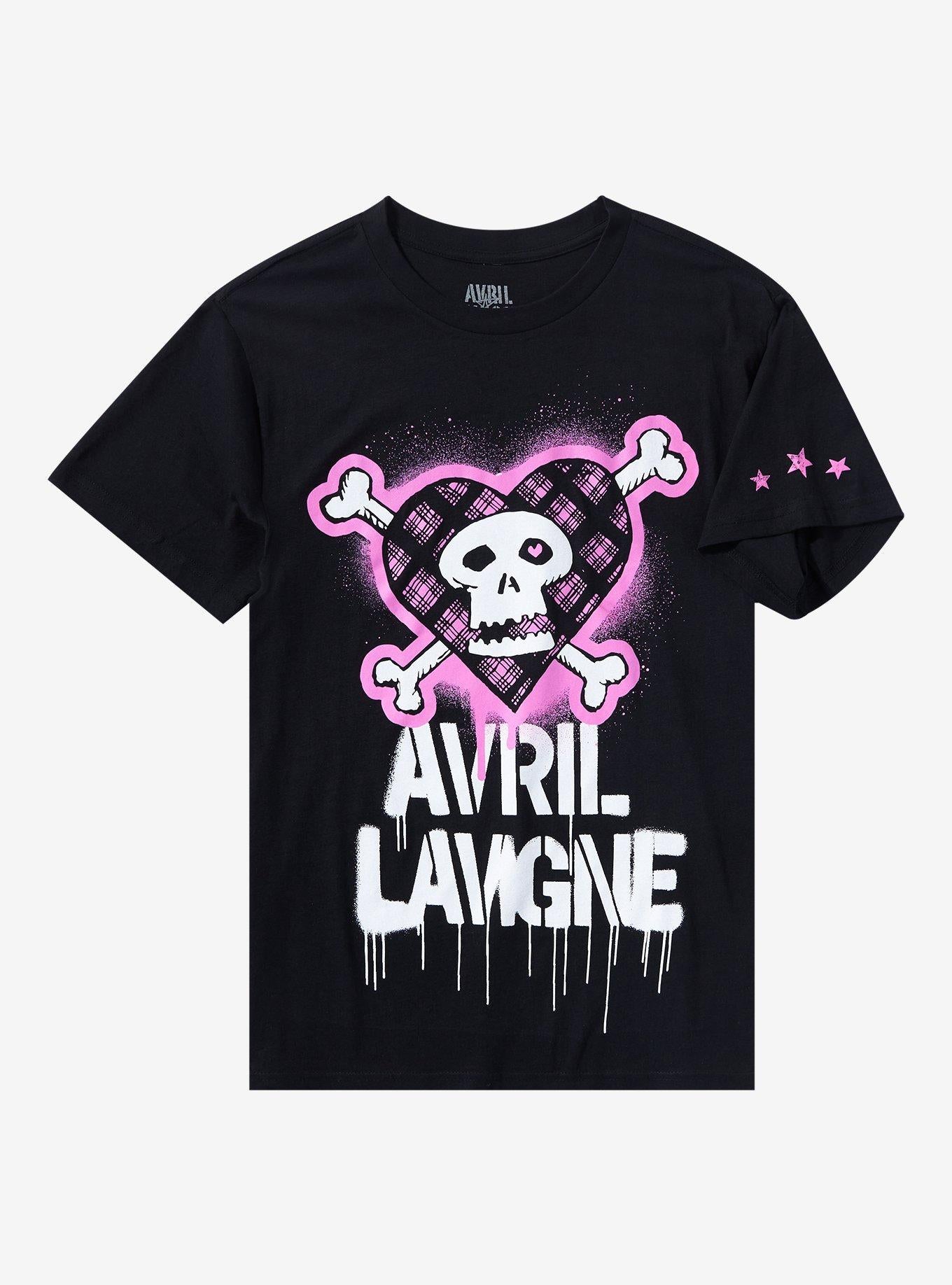 Avril Lavigne Pink Punk Skull Boyfriend Fit Girls T-Shirt | Trending Graphic Tee For Fans