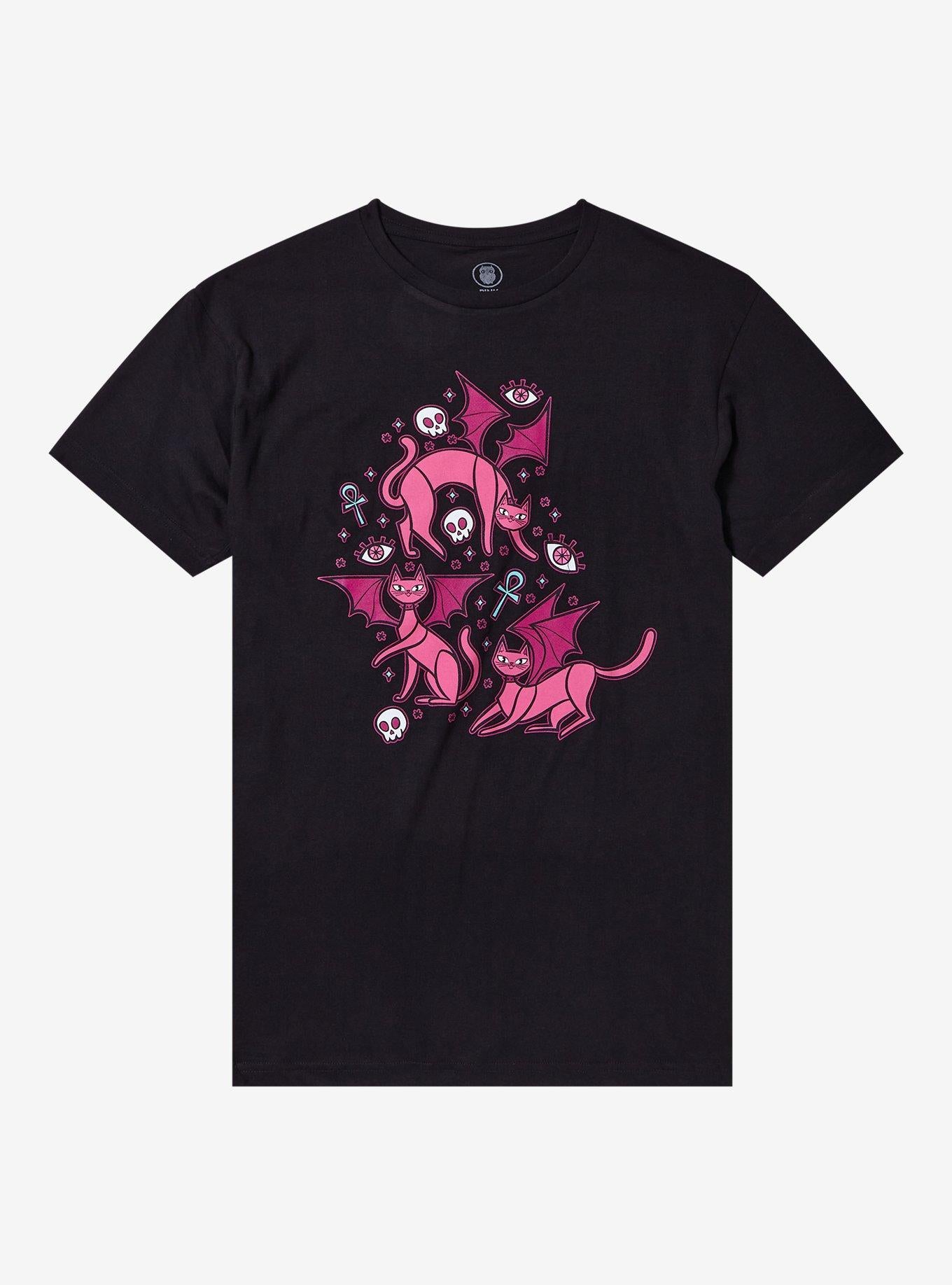 Pink Demon Cats By Pink Owlet T-Shirt | Trending Graphic Tee For Fans