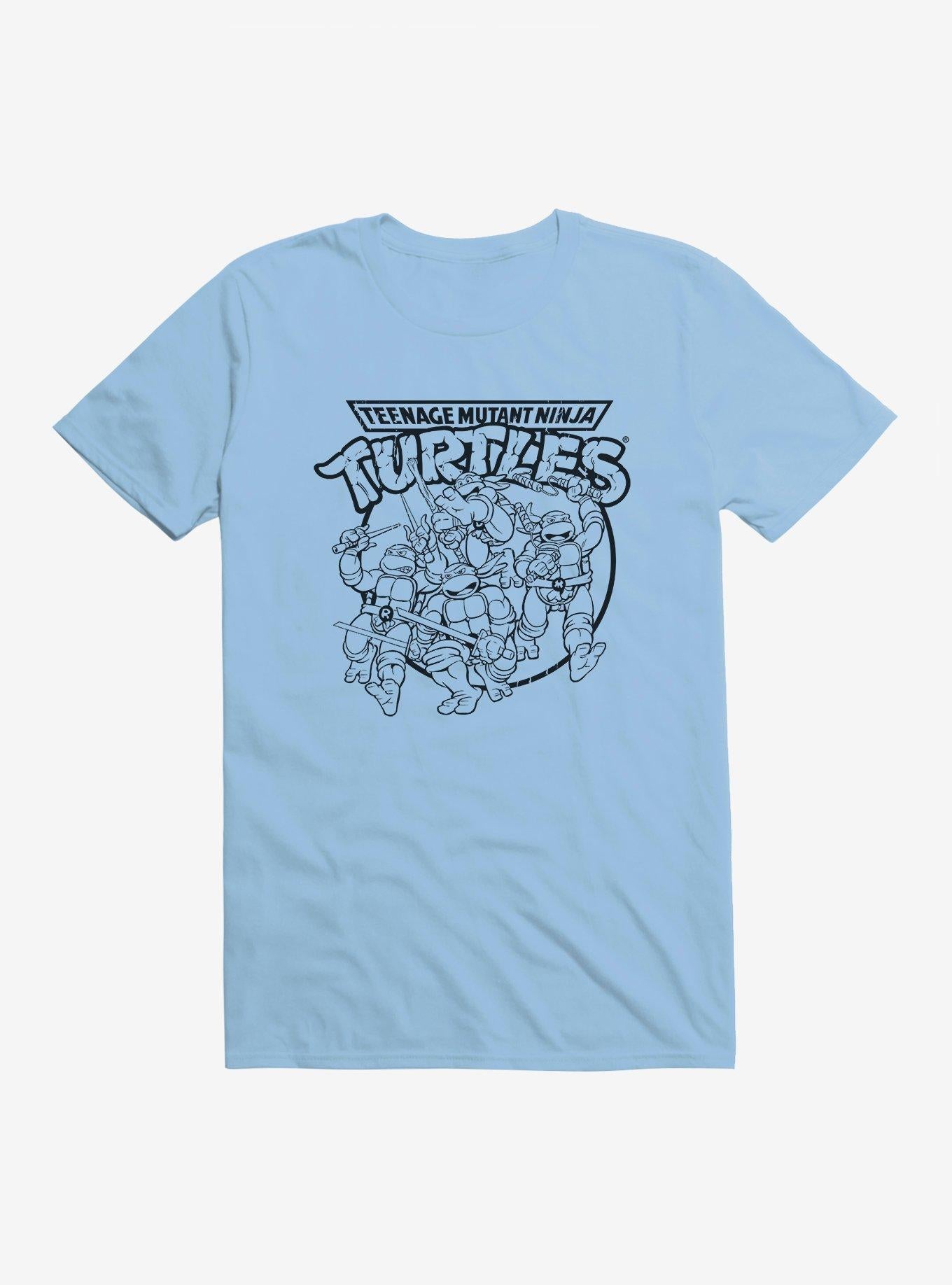 Teenage Mutant Ninja Turtles Group Fight Pose Outline T-Shirt | Trending Graphic Tee For Fans