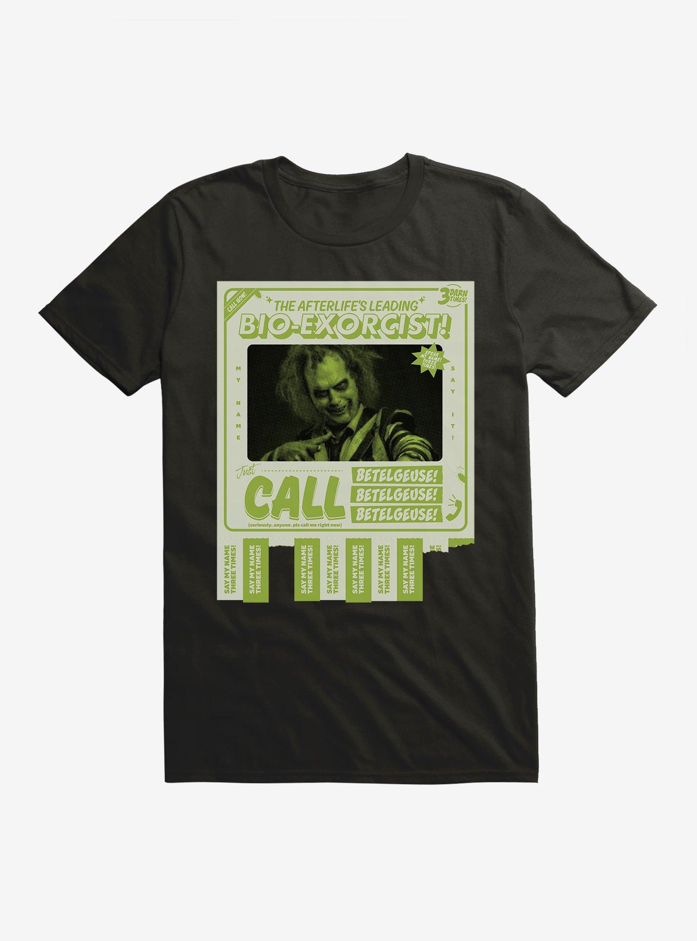 Beetlejuice Beetlejuice Bio-Exorcist Beetlguese Tear-Off Flyer T-Shirt | Trending Graphic Tee For Fans