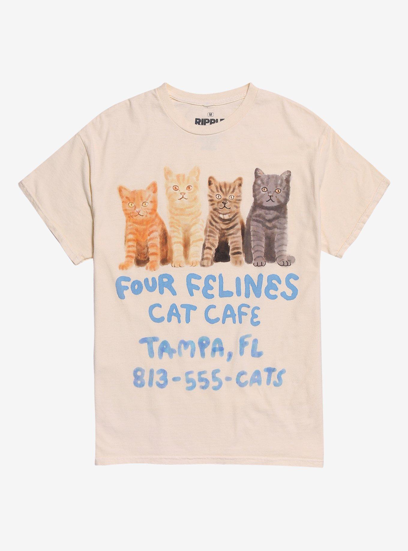 Four Felines Cat Cafe T-Shirt | Trending Graphic Tee For Fans