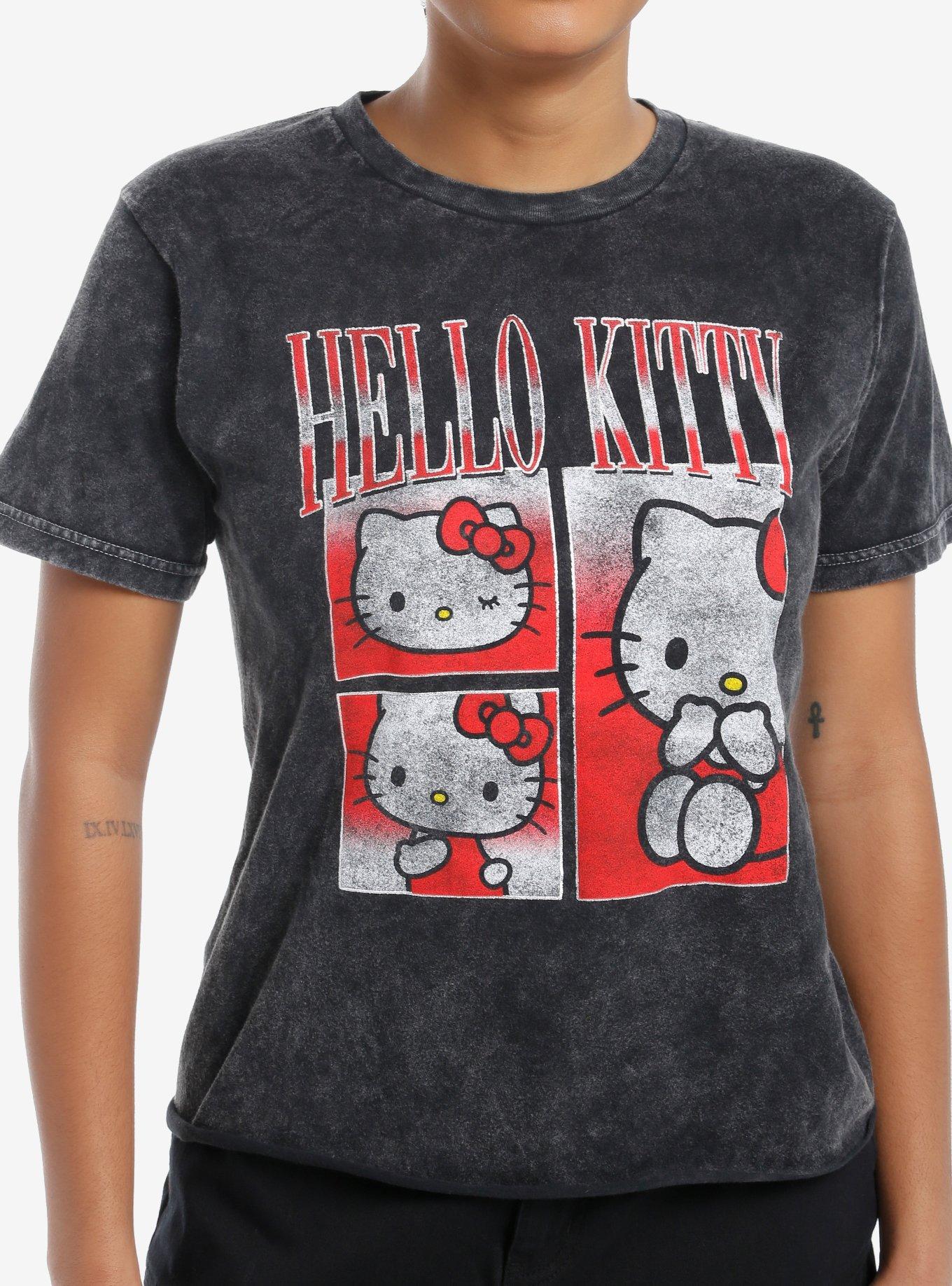 Hello Kitty Collage Mineral Wash Girls Skimmer T-Shirt | Trending Graphic Tee For Fans