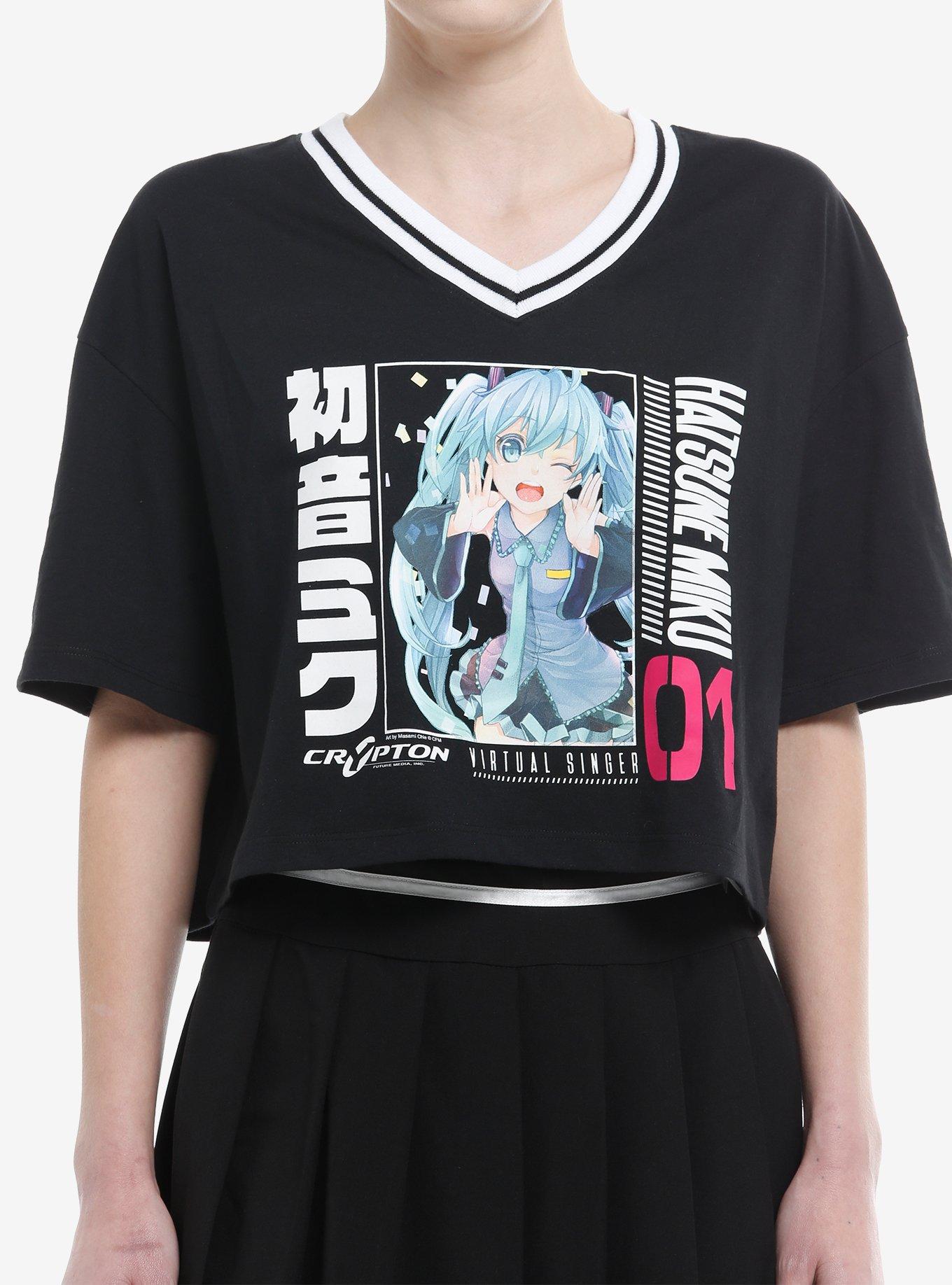 Hatsune Miku Varsity Stripe Girls Crop T-Shirt | Trending Graphic Tee For Fans