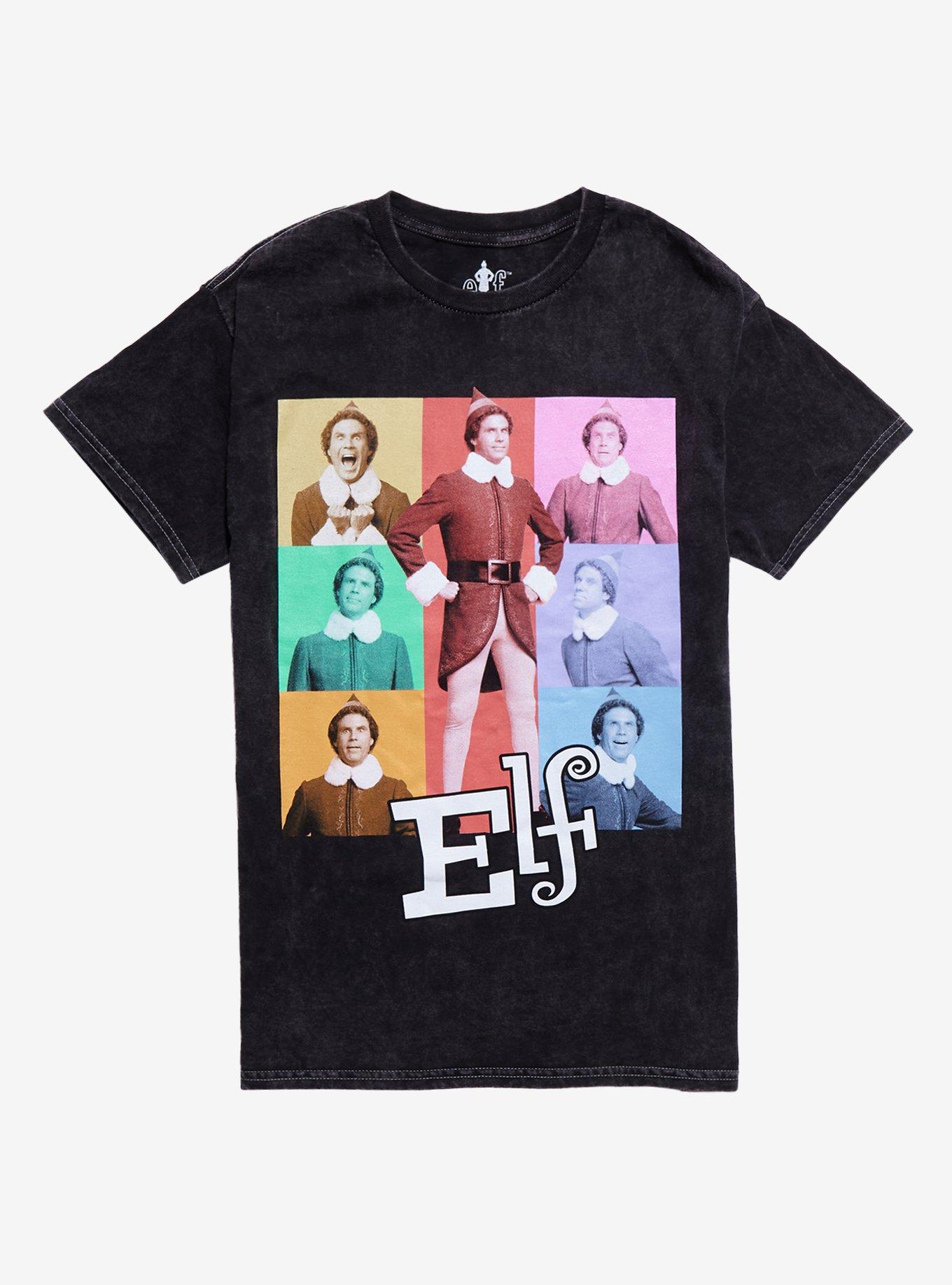 Elf Rainbow Grid Wash Boyfriend Fit Girls T-Shirt | Trending Graphic Tee For Fans