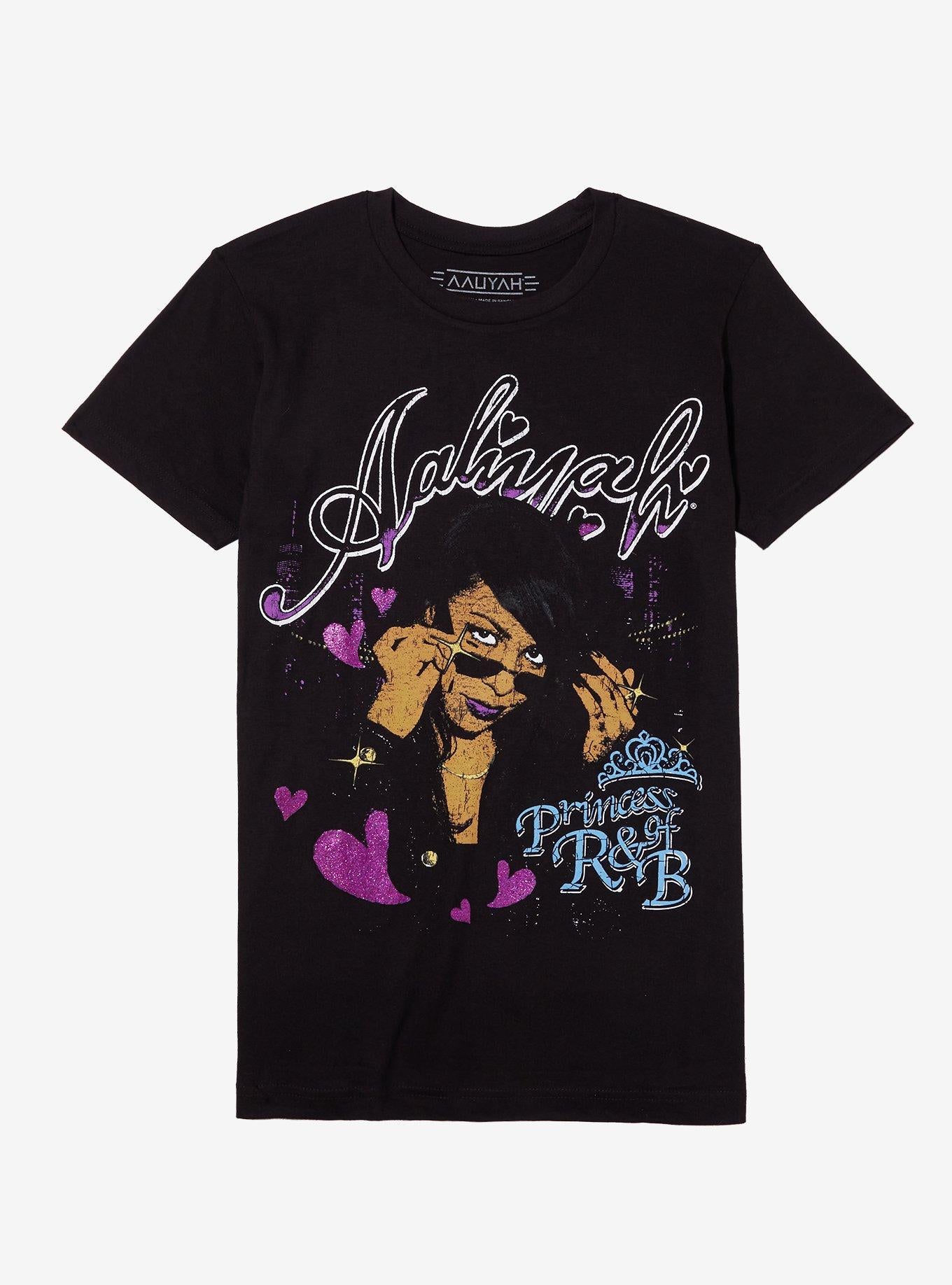 Aaliyah Princess Of R&B Glitter Relaxed Fit Girls T-Shirt | Trending Graphic Tee For Fans