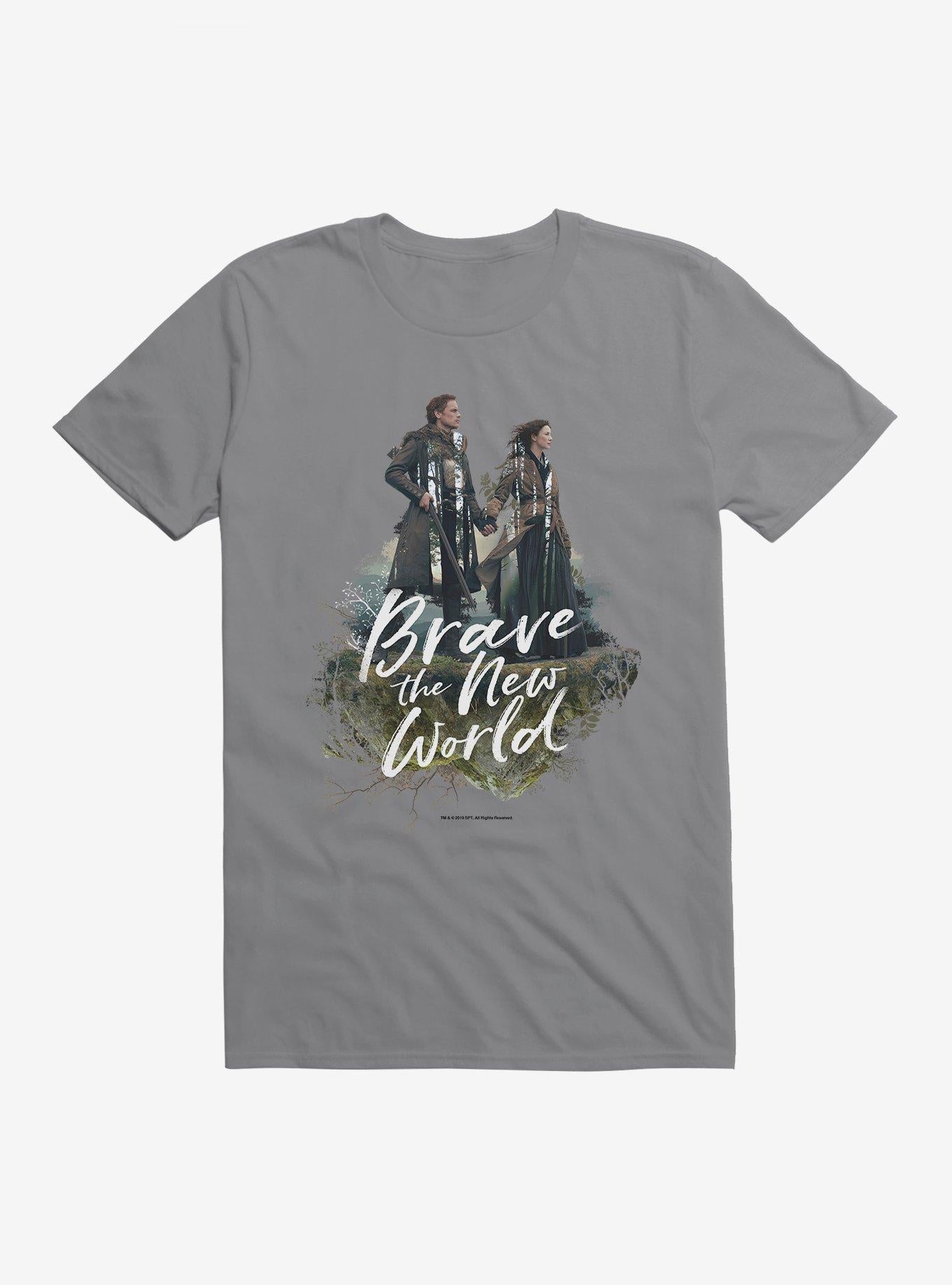 Outlander Jamie Claire Brave New World Poster T-Shirt | Trending Graphic Tee For Fans