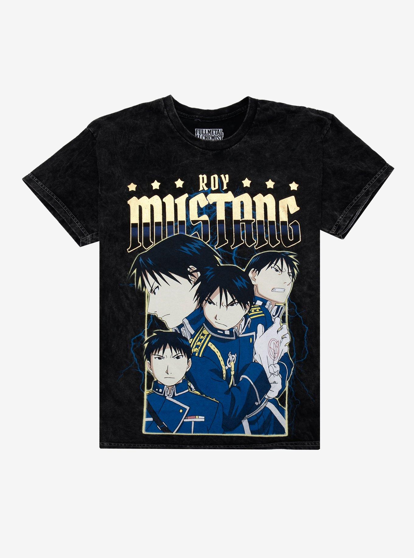 Fullmetal Alchemist Brotherhood Roy Mustang Gold Foil Dark Wash T-Shirt | Trending Graphic Tee For Fans