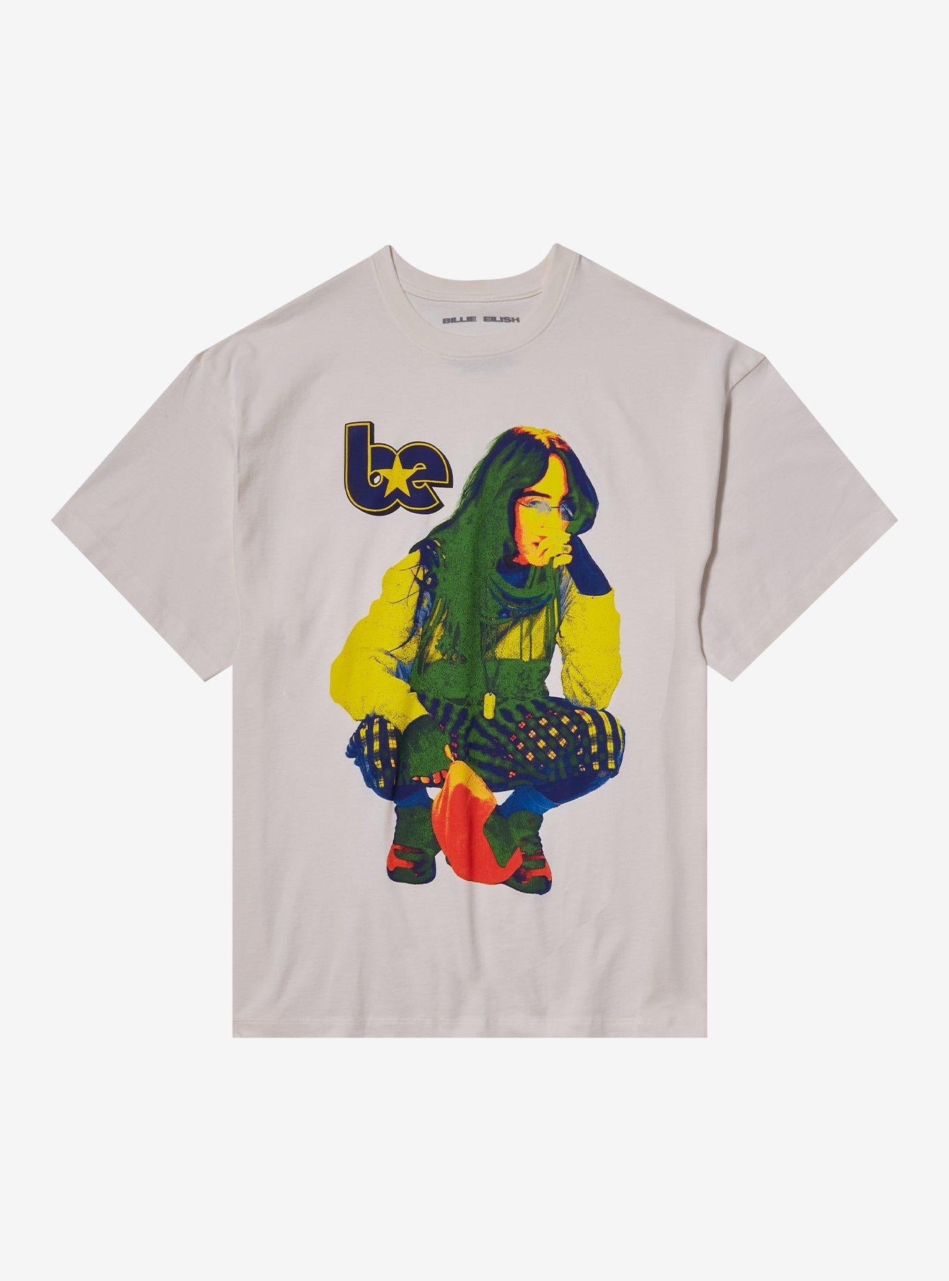 Billie Eilish Neon Crouching Portrait Relaxed Fit Girls T-Shirt | Trending Graphic Tee For Fans