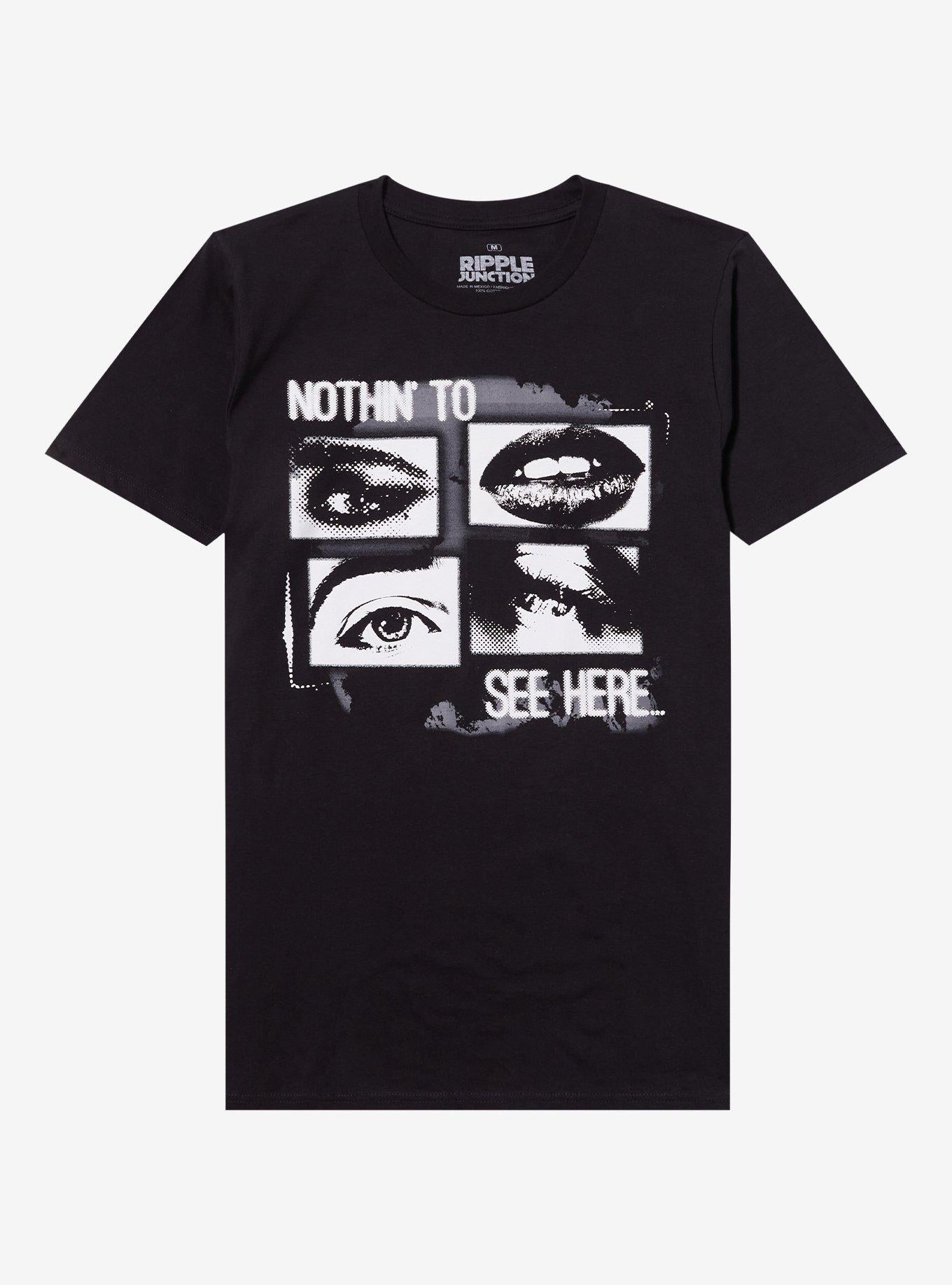 Nothin' To See Here Eyes & Lips Grid Relaxed Fit T-Shirt | Trending Graphic Tee For Fans