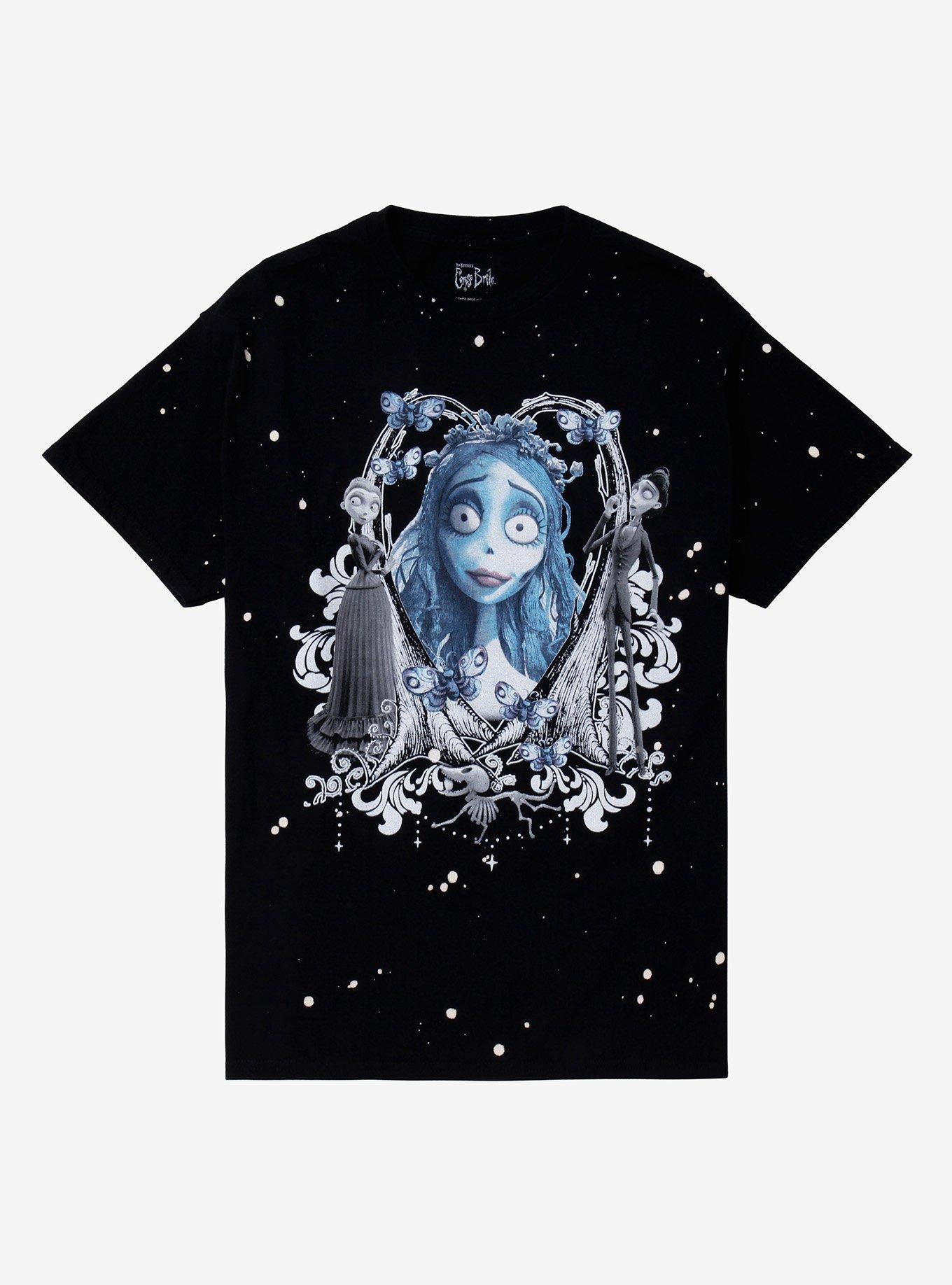 Corpse Bride Trio Bleach Splatter Boyfriend Fit Girls T-Shirt | Trending Graphic Tee For Fans
