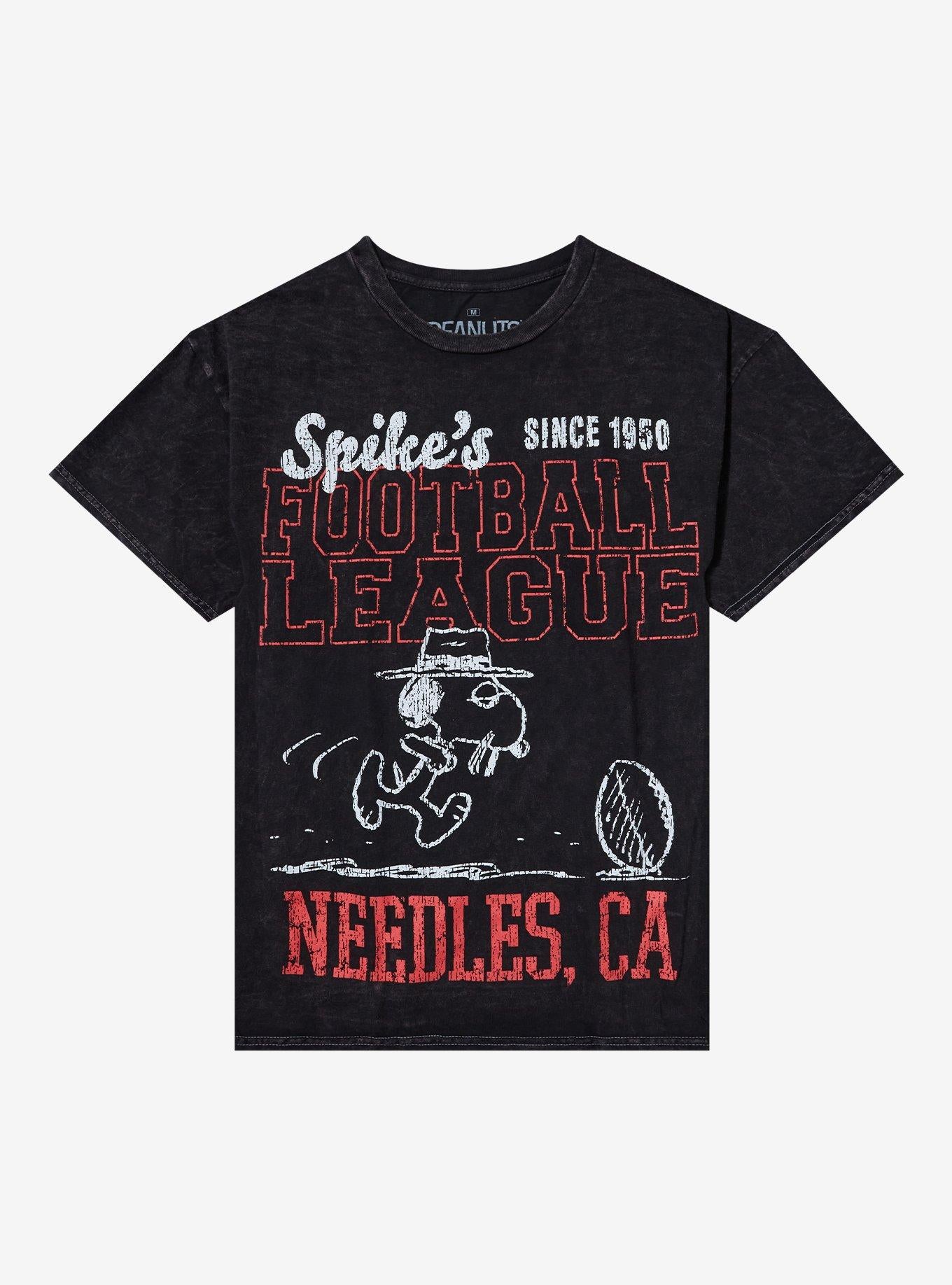 Peanuts Spike Football League Dark Wash T-Shirt | Trending Graphic Tee For Fans