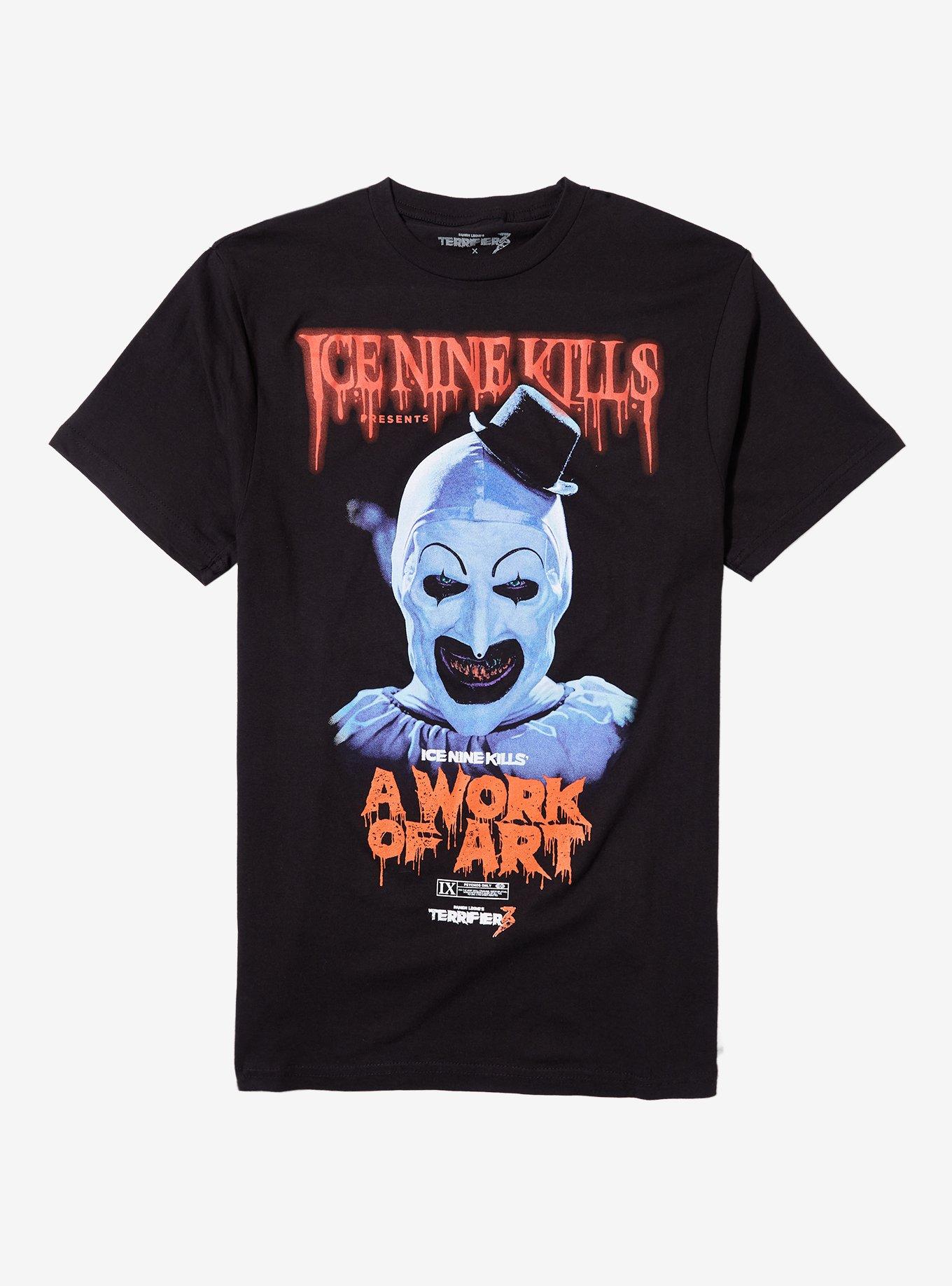 Ice Nine Kills X Terrifier A Work Of Art Face T-Shirt | Trending Graphic Tee For Fans