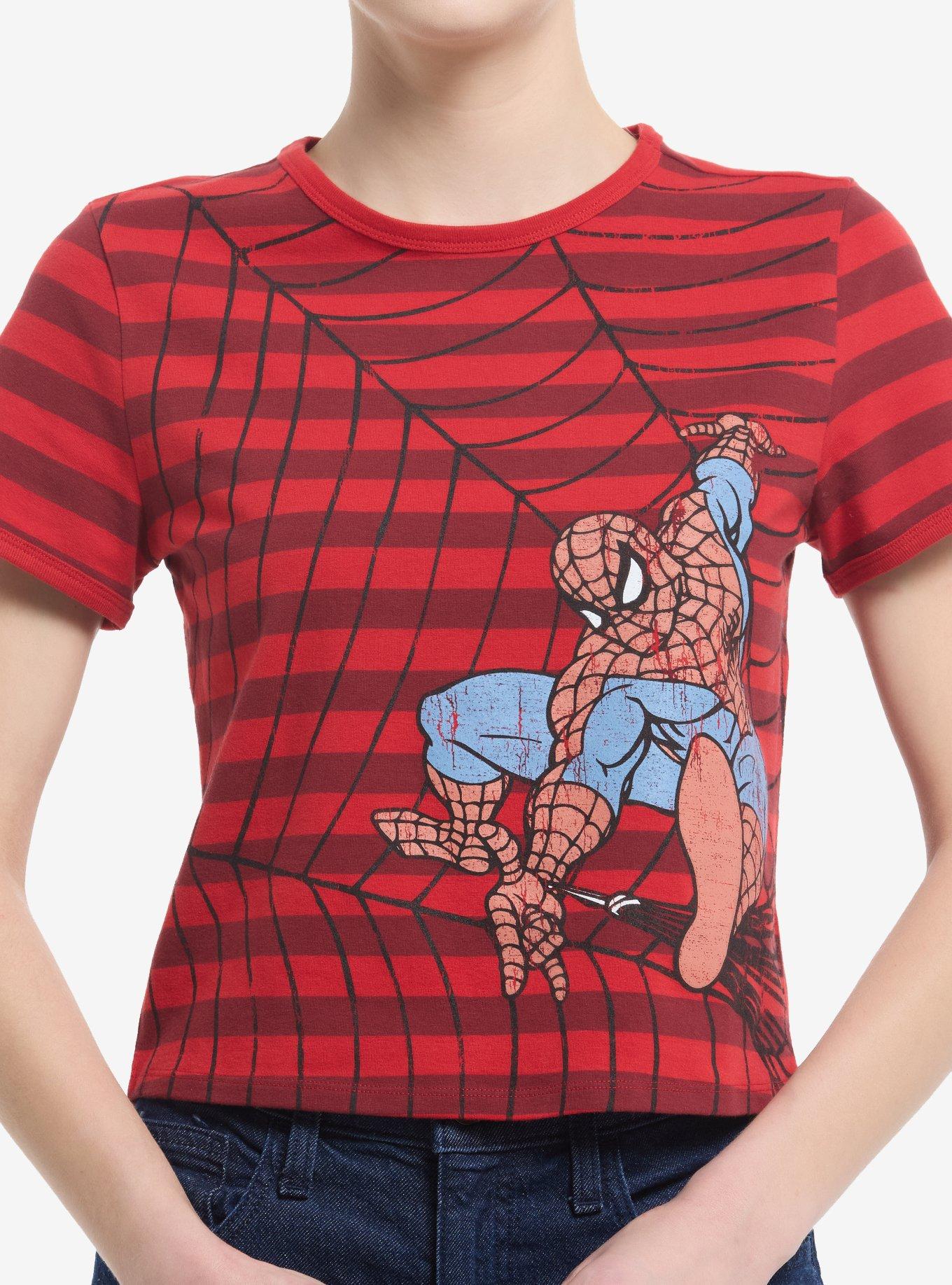 Marvel Spider-Man Stripe Girls Ringer Baby T-Shirt | Trending Graphic Tee For Fans