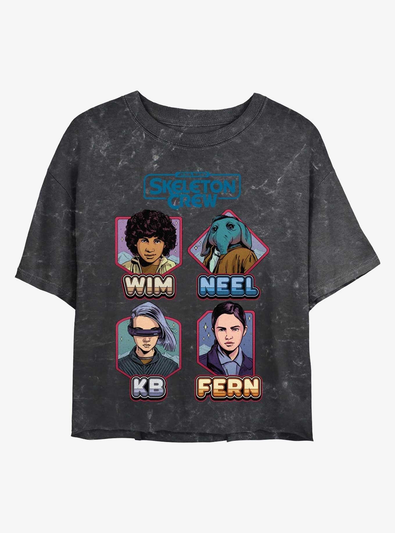 Skeleton Crew Names and Crew Mineral Wash Girls Crop T-Shirt | Trending Graphic Tee For Fans