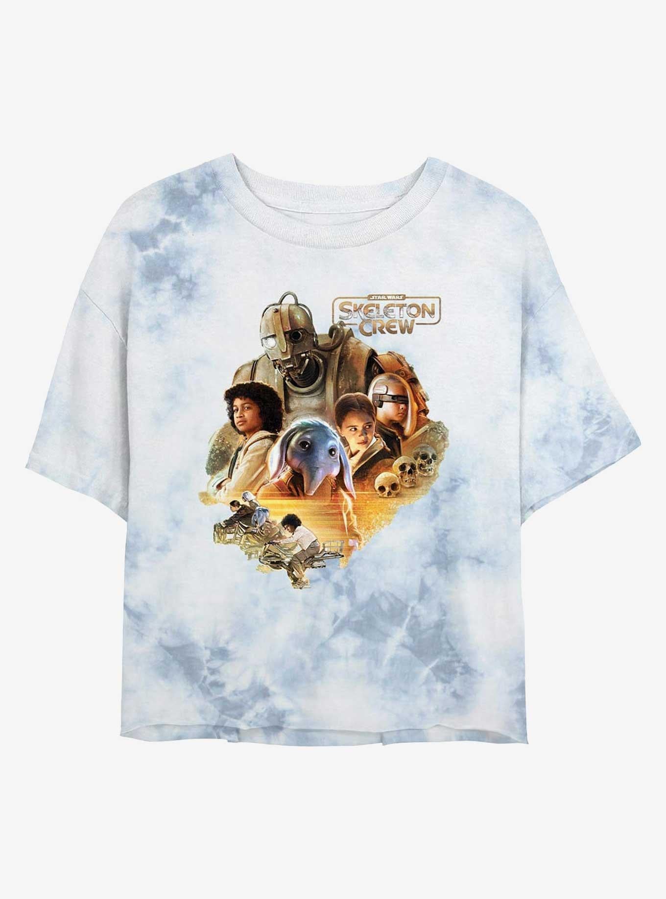 Skeleton Crew Cool Blue Crew Tie Dye Crop Girls T-Shirt | Trending Graphic Tee For Fans