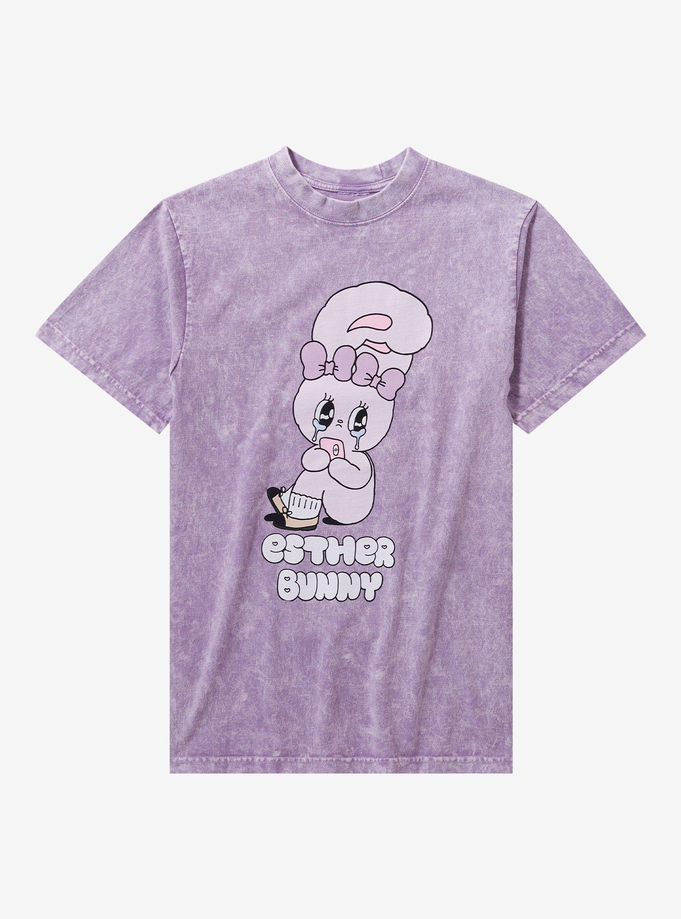 Esther Bunny Crying Purple Wash T-Shirt | Trending Graphic Tee For Fans