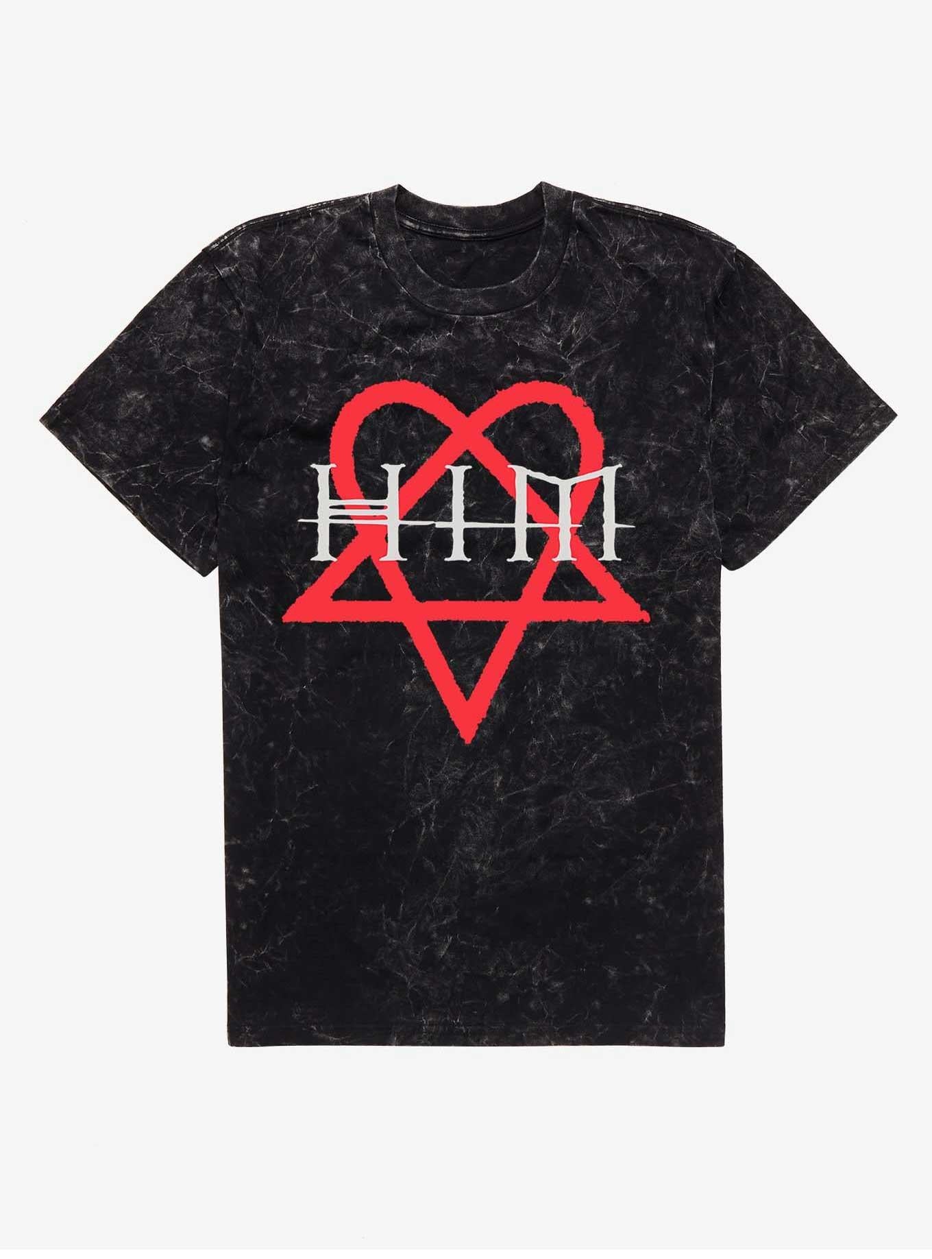HIM Red Heartagram Mineral Wash T-Shirt | Trending Graphic Tee For Fans