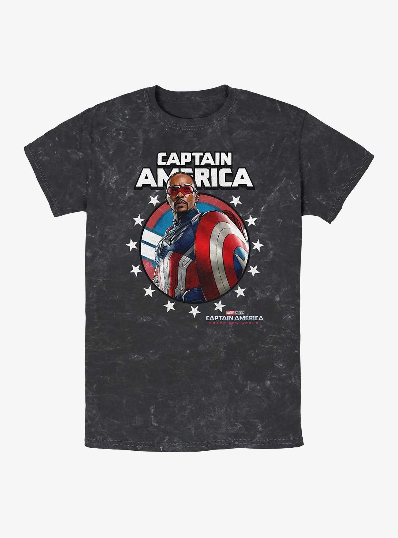 Captain America Brave New World Captain Portrait Mineral Wash T-Shirt | Trending Graphic Tee For Fans