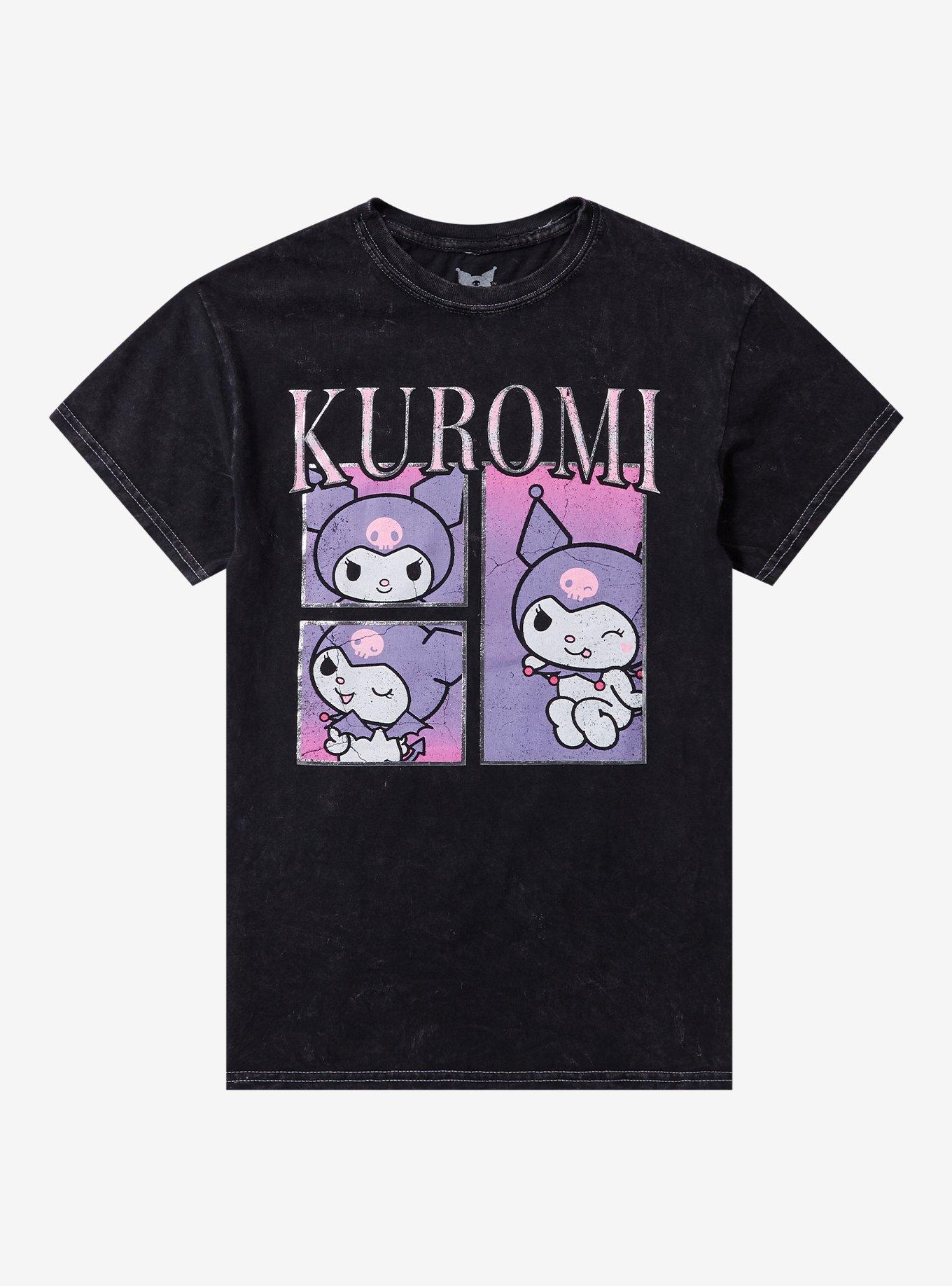 Kuromi Faded Print Foil Girls T-Shirt | Trending Graphic Tee For Fans