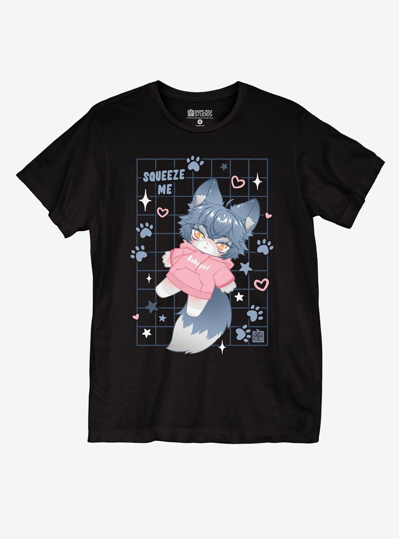 Squeeze Me Wolf Plush Girls By Square Apple Studios T-Shirt | Trending Graphic Tee For Fans