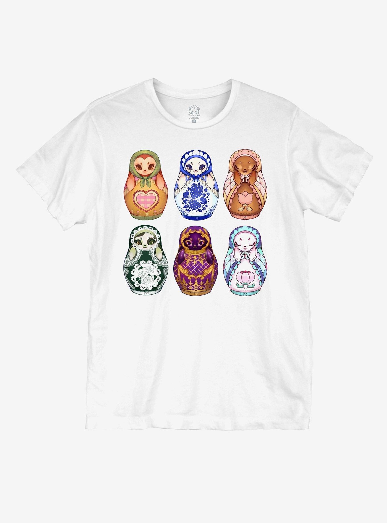 Bunny Nesting Dolls Girls By Tea Lux Art T-Shirt | Trending Graphic Tee For Fans