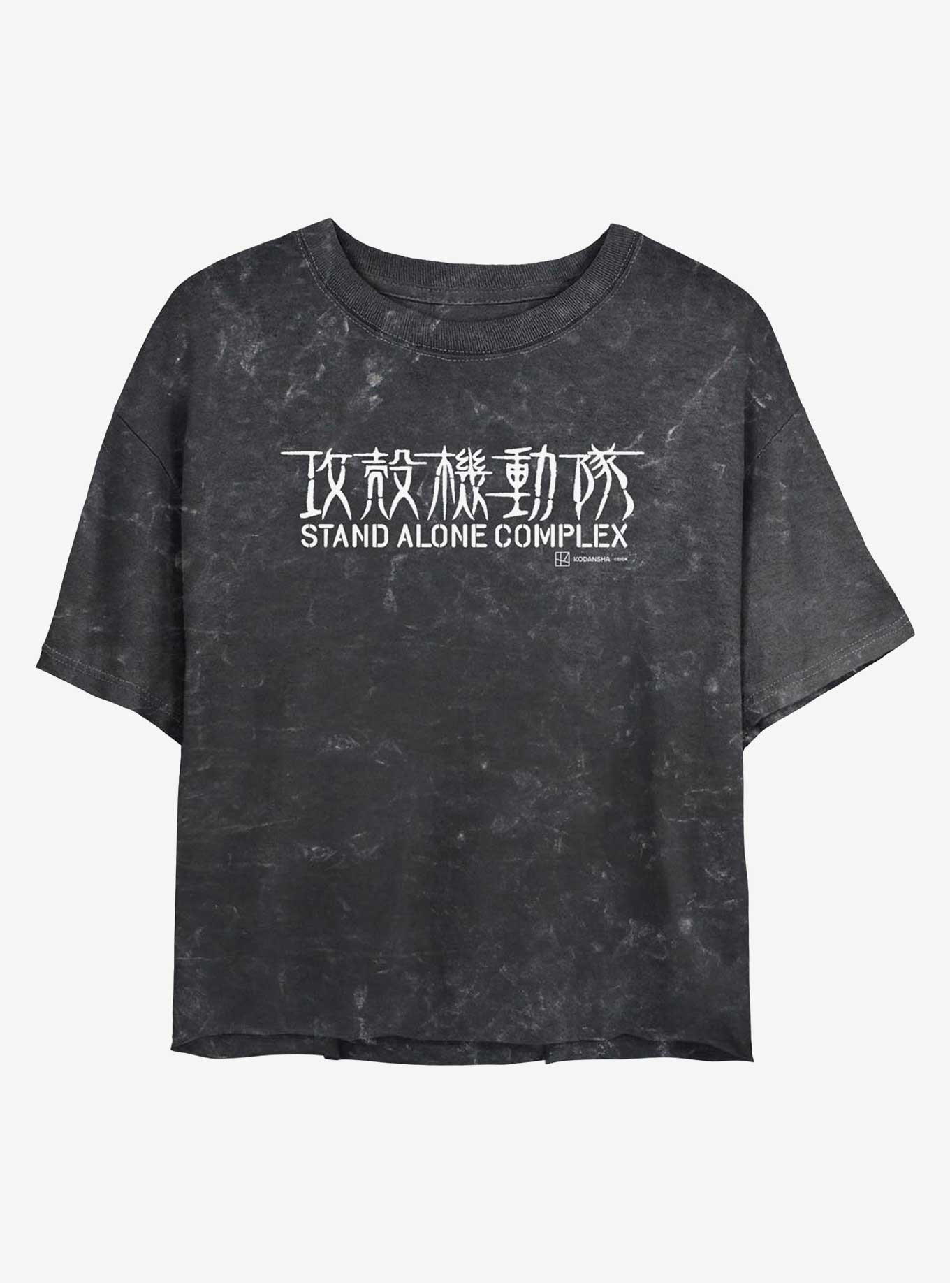 Ghost in the Shell Stand Alone Complex Logo Girls Mineral Wash Crop T-Shirt | Trending Graphic Tee For Fans