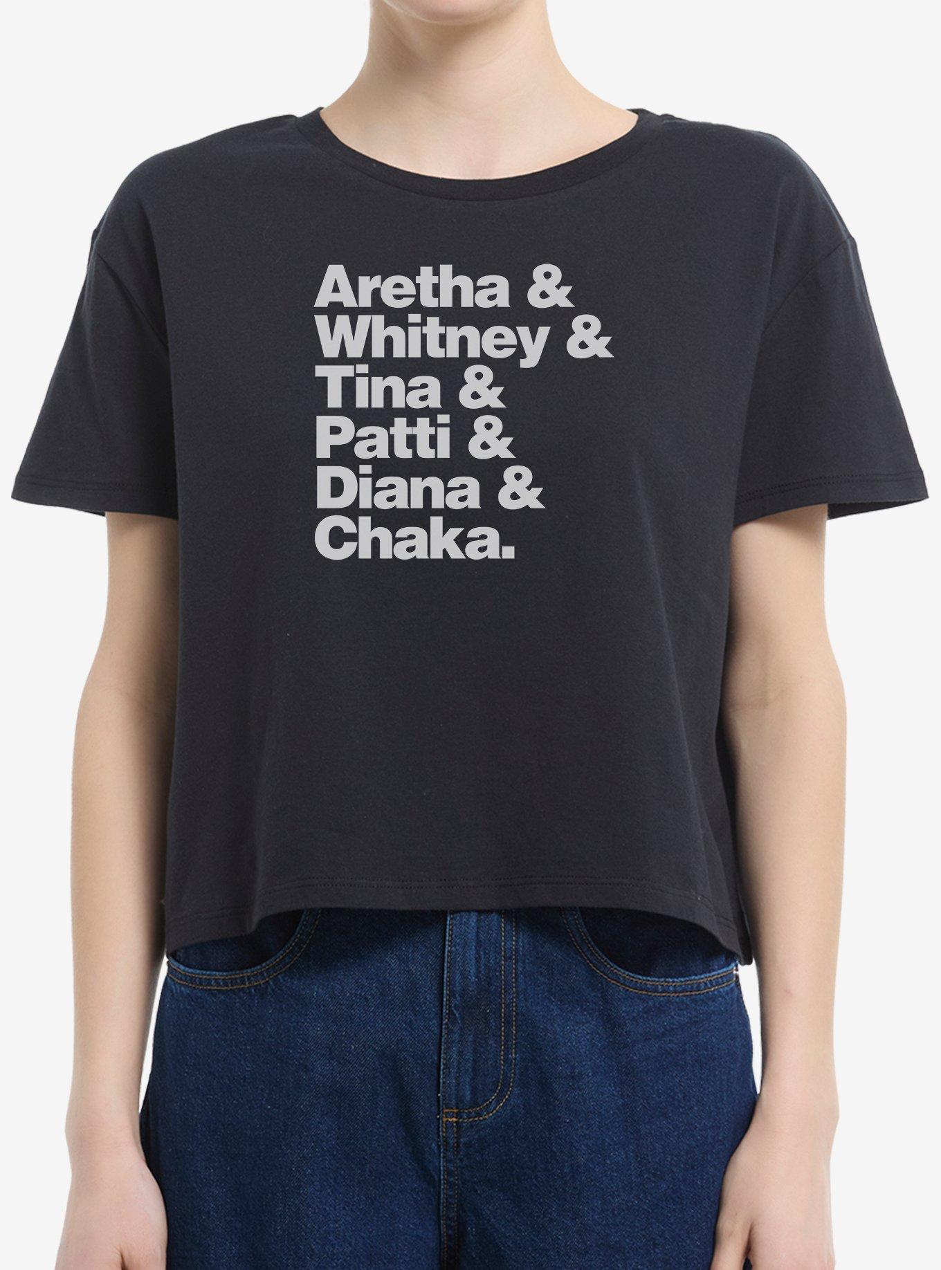 Black History Month Aretha Whitney Tina Patti Diana Chaka Girls Boxy Crop T-Shirt | Trending Graphic Tee For Fans