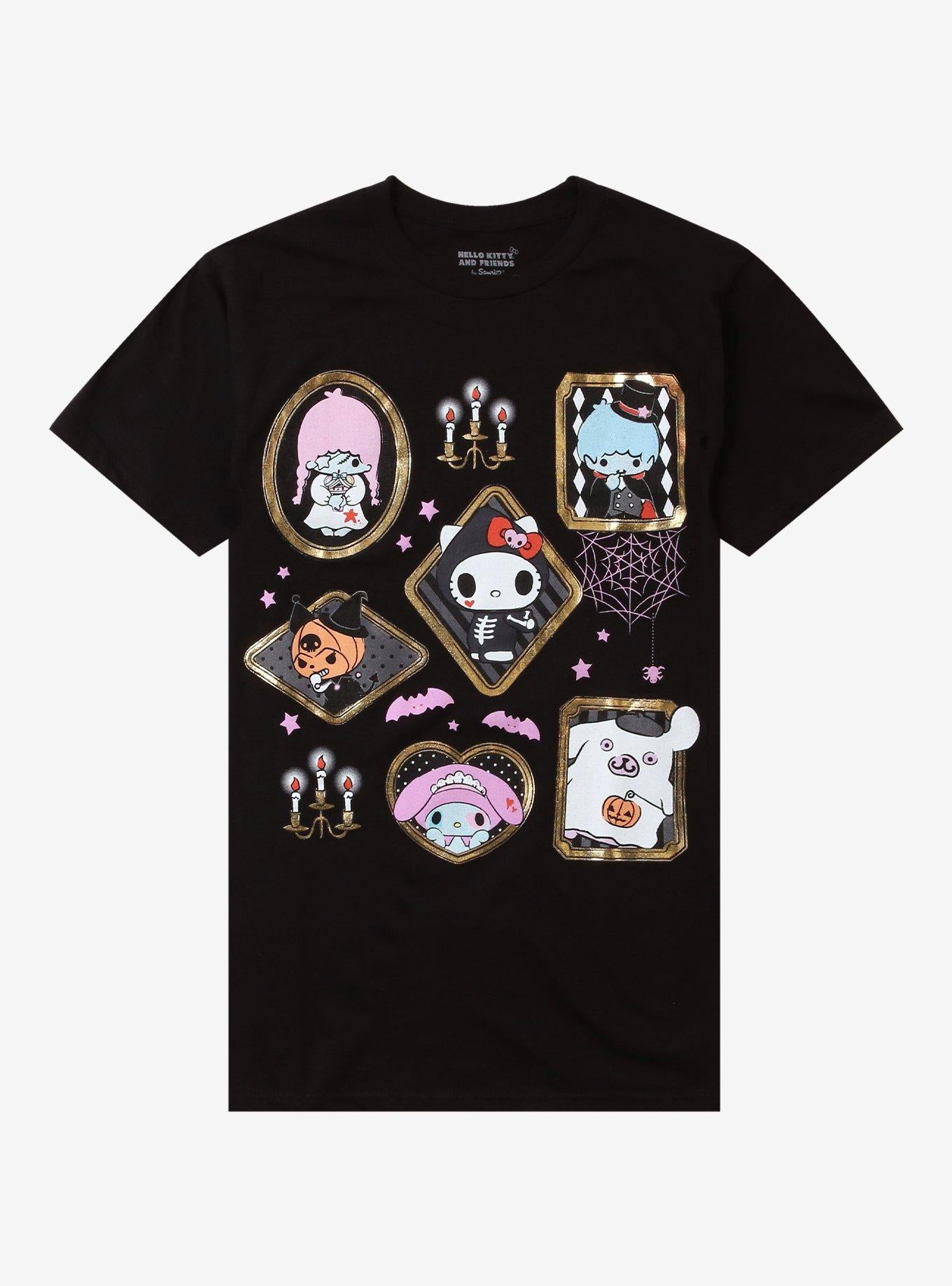 Hello Kitty And Friends Halloween Portraits Puff Print Girls T-Shirt | Trending Graphic Tee For Fans