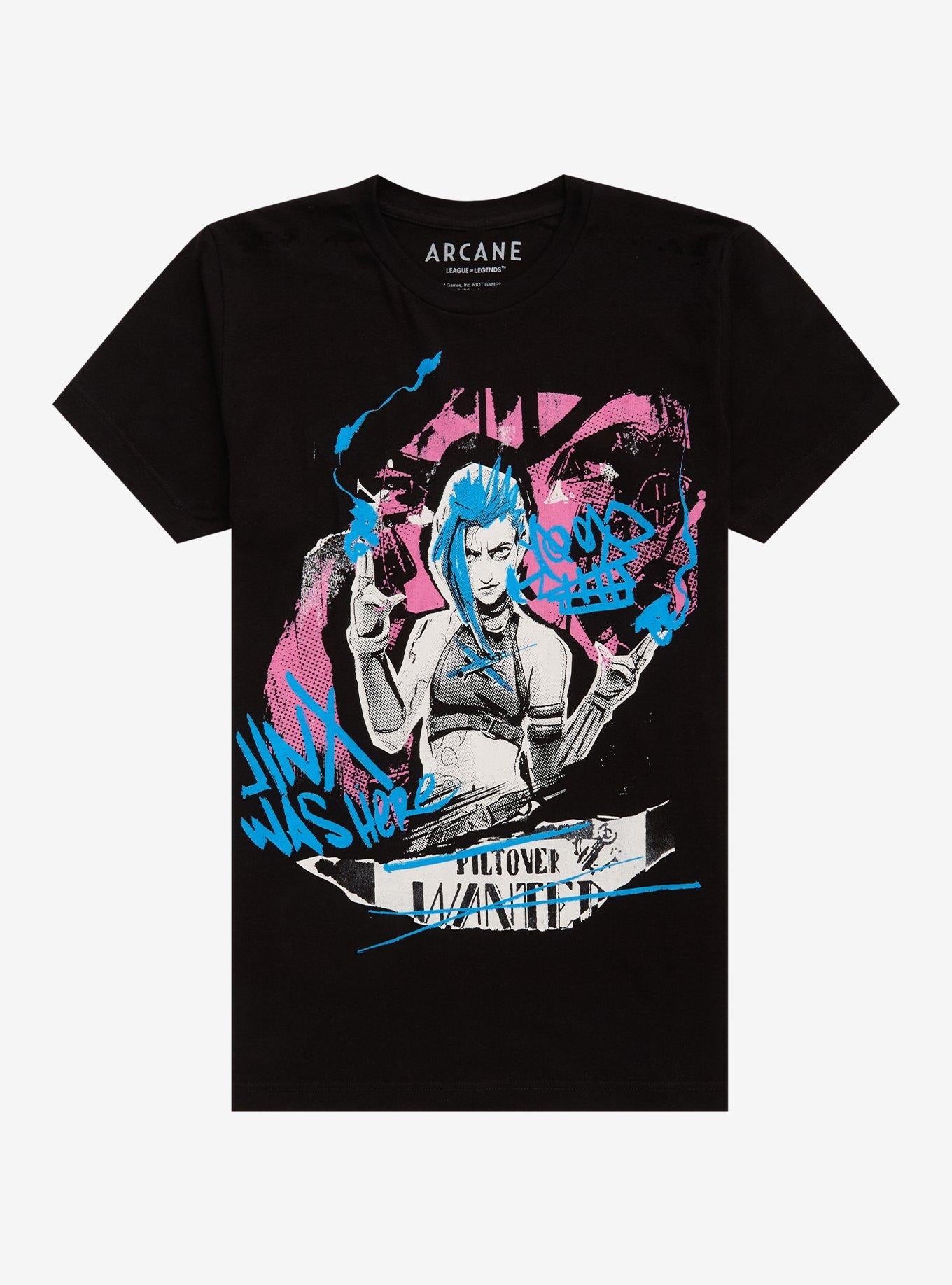 Arcane Jinx Graffiti Poster Double-Sided T-Shirt | Trending Graphic Tee For Fans