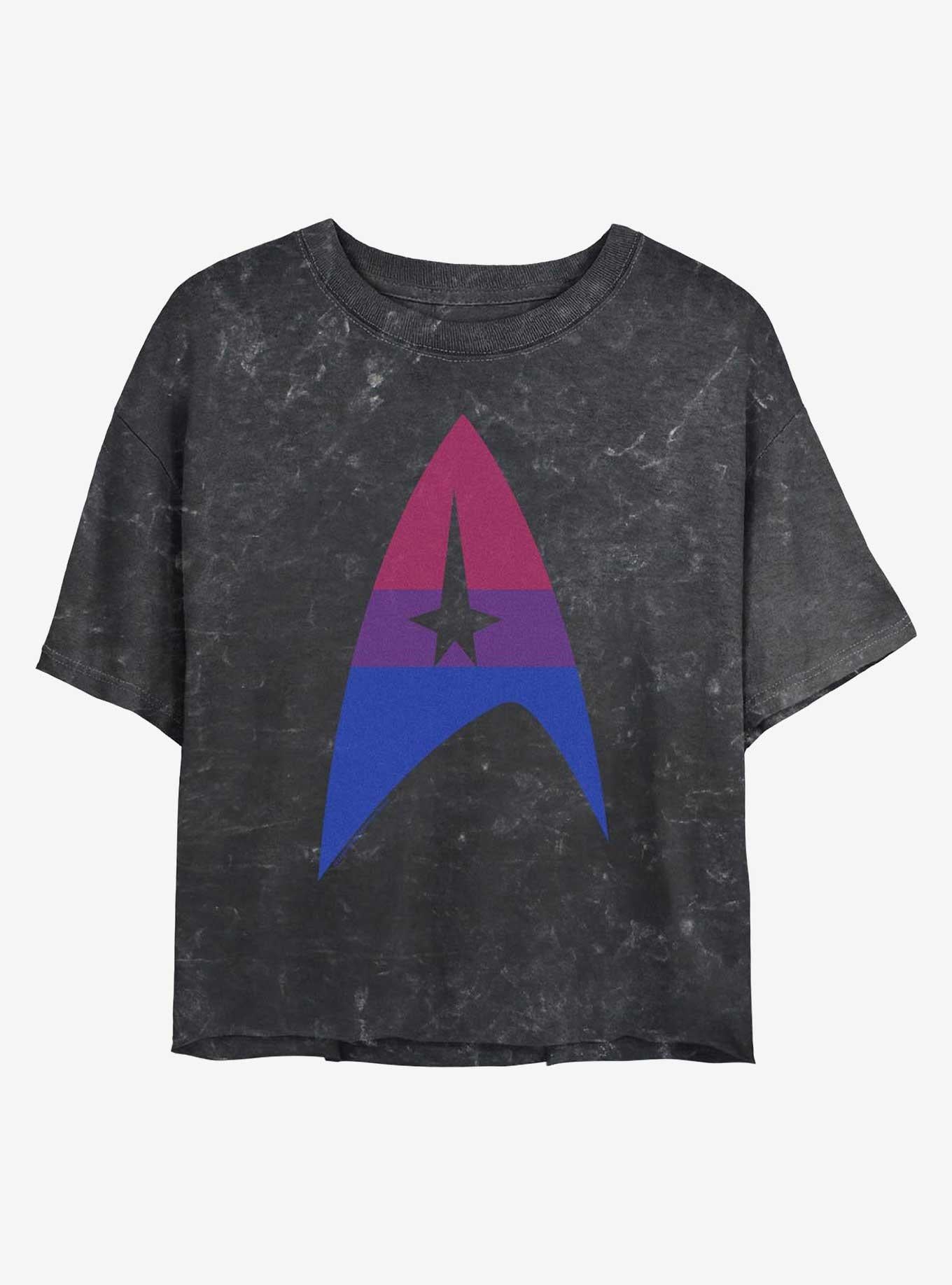 Star Trek Bisexual Flag Logo Mineral Wash Crop T-Shirt | Trending Graphic Tee For Fans