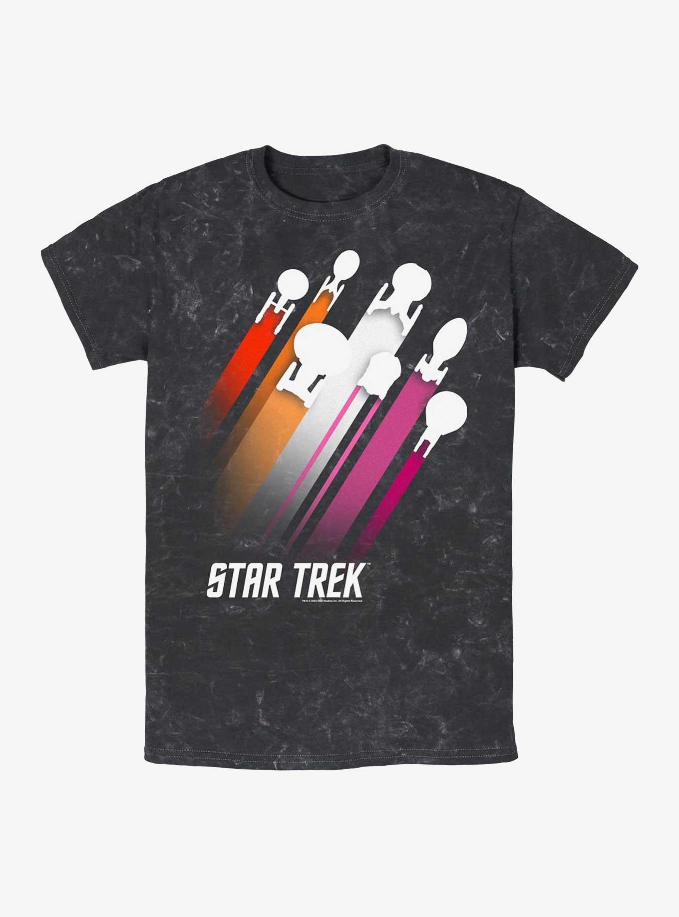 Star Trek Lesbian Pride Fleet Stripes Mineral Wash T-Shirt | Trending Graphic Tee For Fans