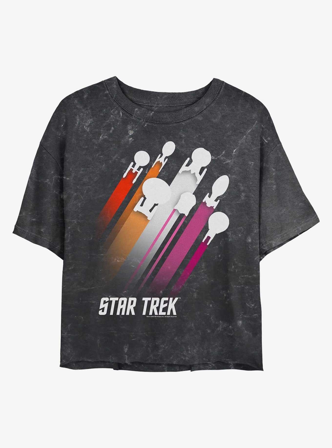 Star Trek Lesbian Pride Fleet Stripes Mineral Wash Crop T-Shirt | Trending Graphic Tee For Fans