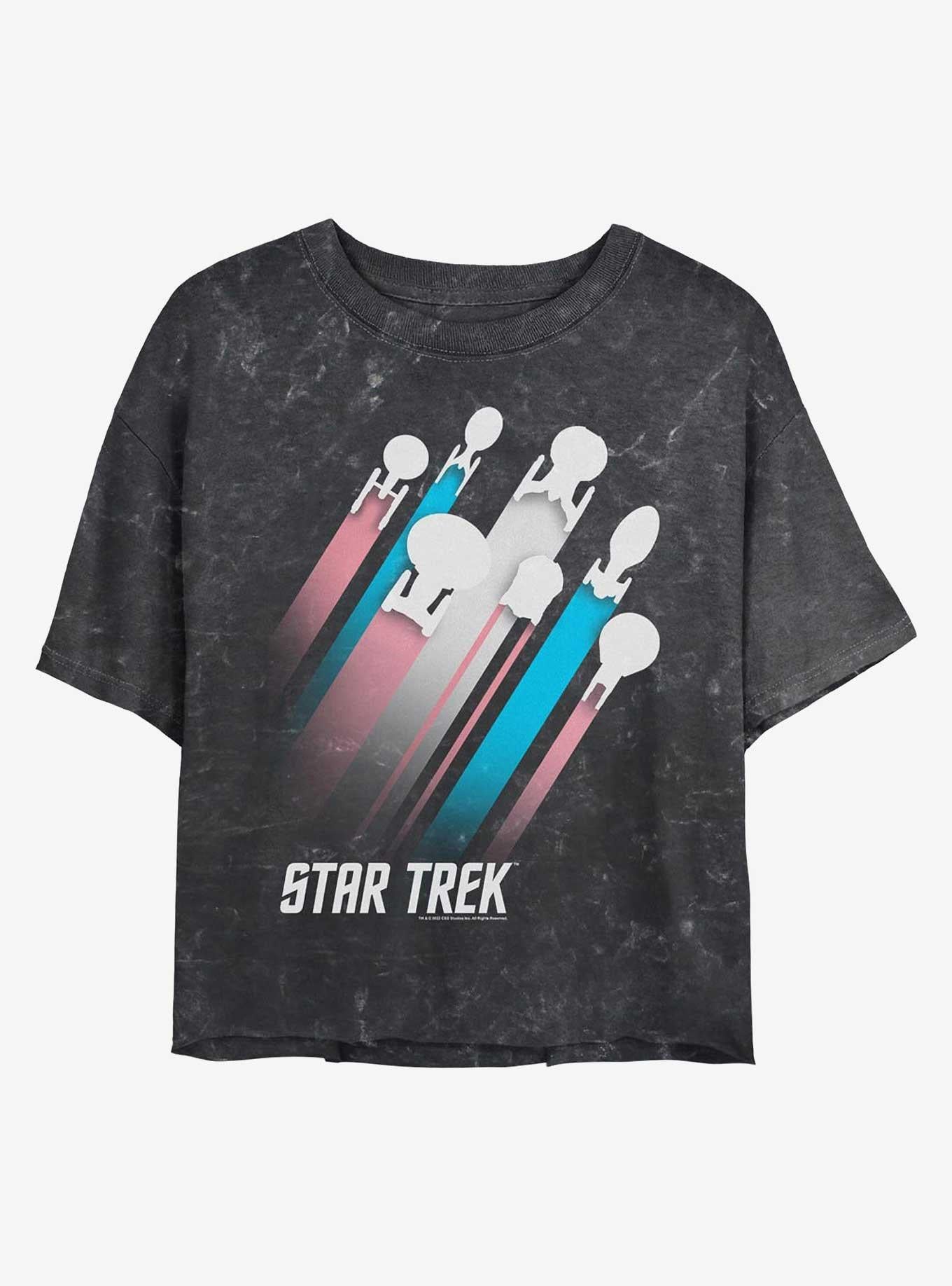 Star Trek Trans Pride Fleet Stripes Mineral Wash Crop T-Shirt | Trending Graphic Tee For Fans